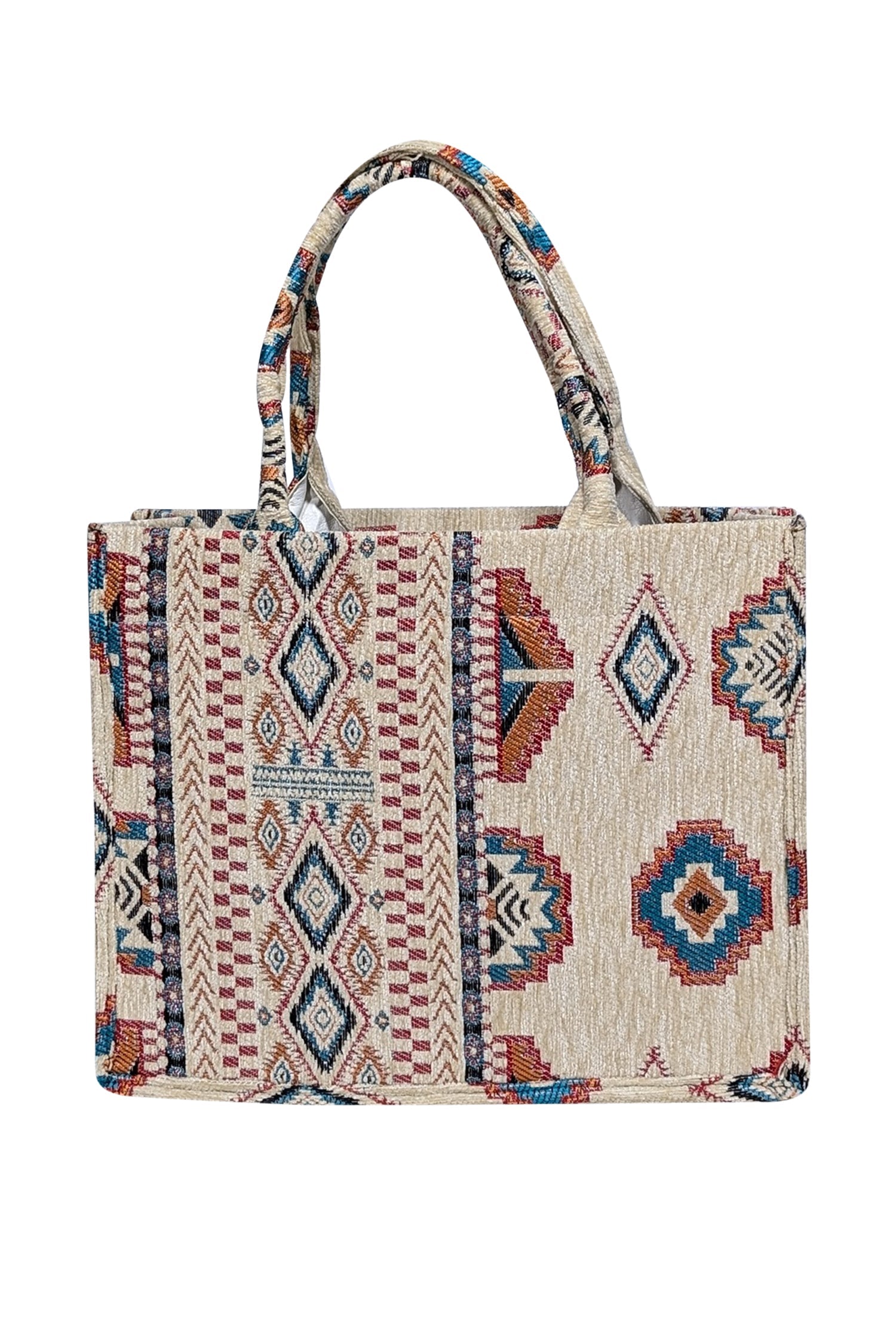 Baggyz - Stunning Cream, Teal, Red & Orange Print Tapestry Tote