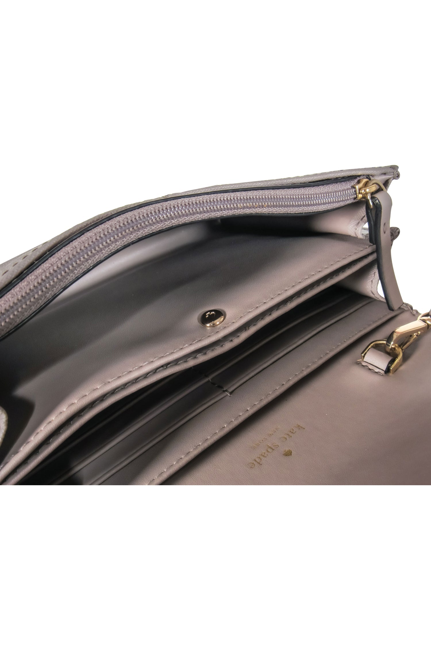 Kate Spade - Grey Textured Leather Fold-Over Sparkling Owl Crossbody Bag