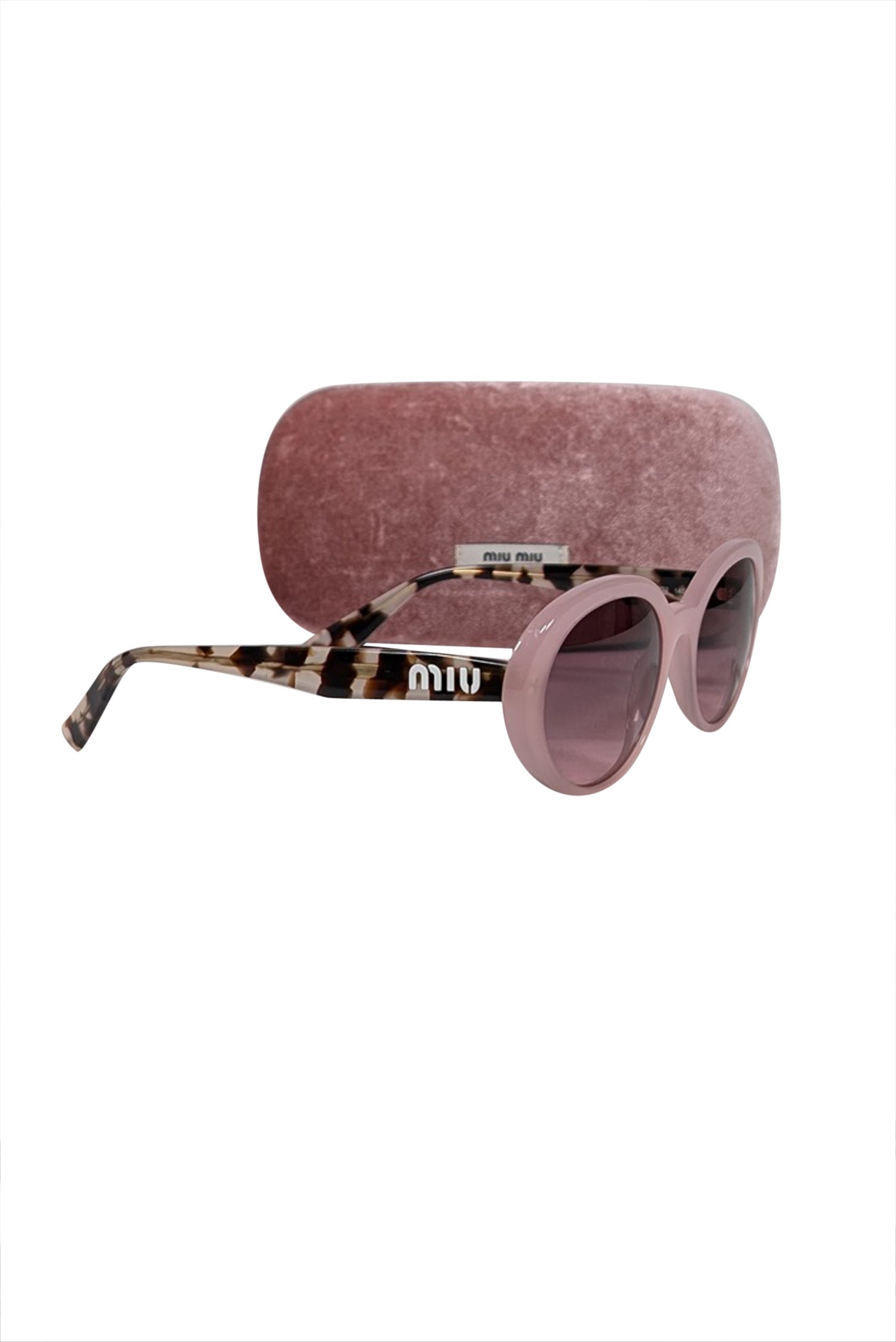 Miu Miu Glamorous Pink & Tortoise Round Sunglasses