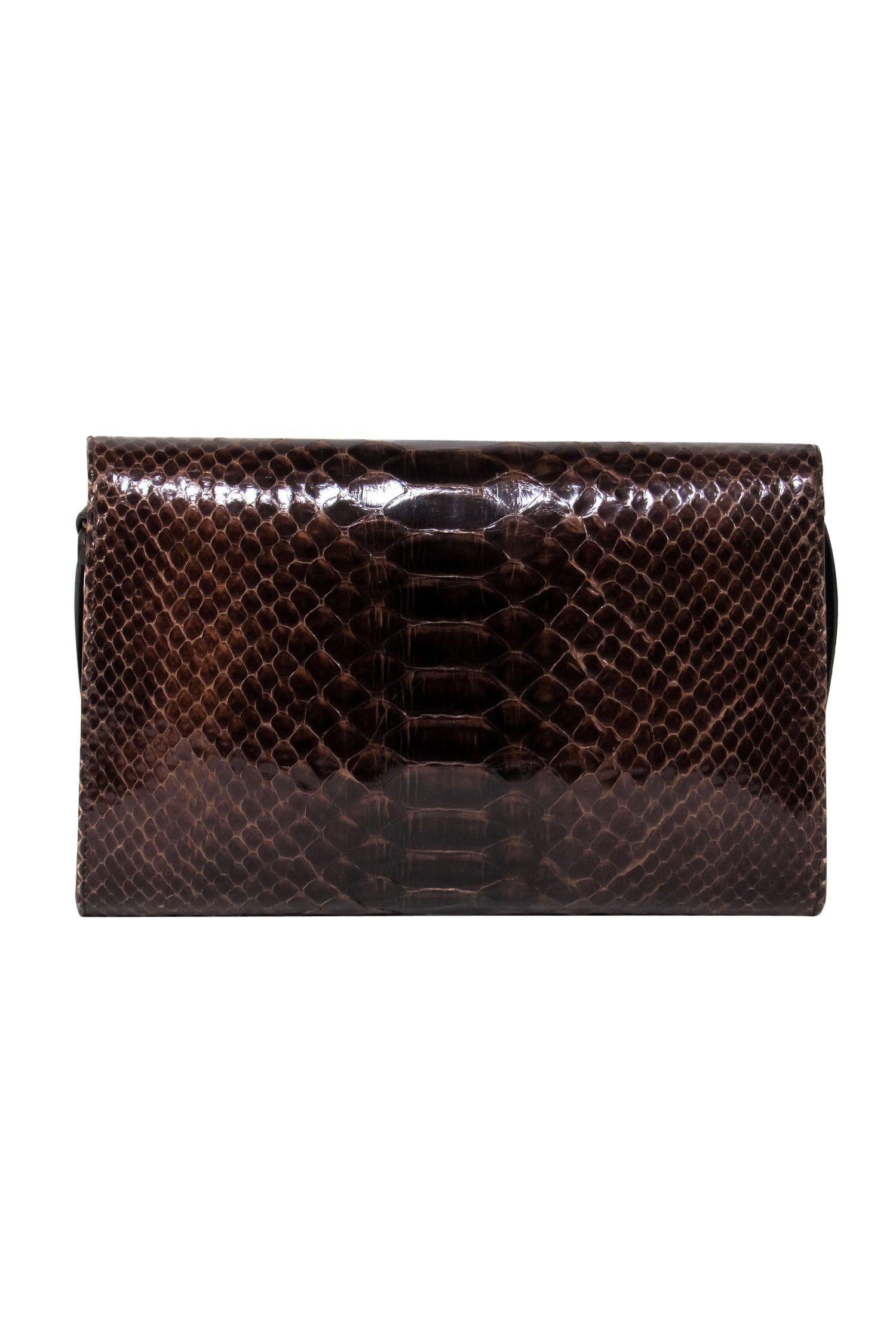 Koret Vintage Brown Patent Snakeskin Flap Crossbody - A Boho Fashion Must-Have