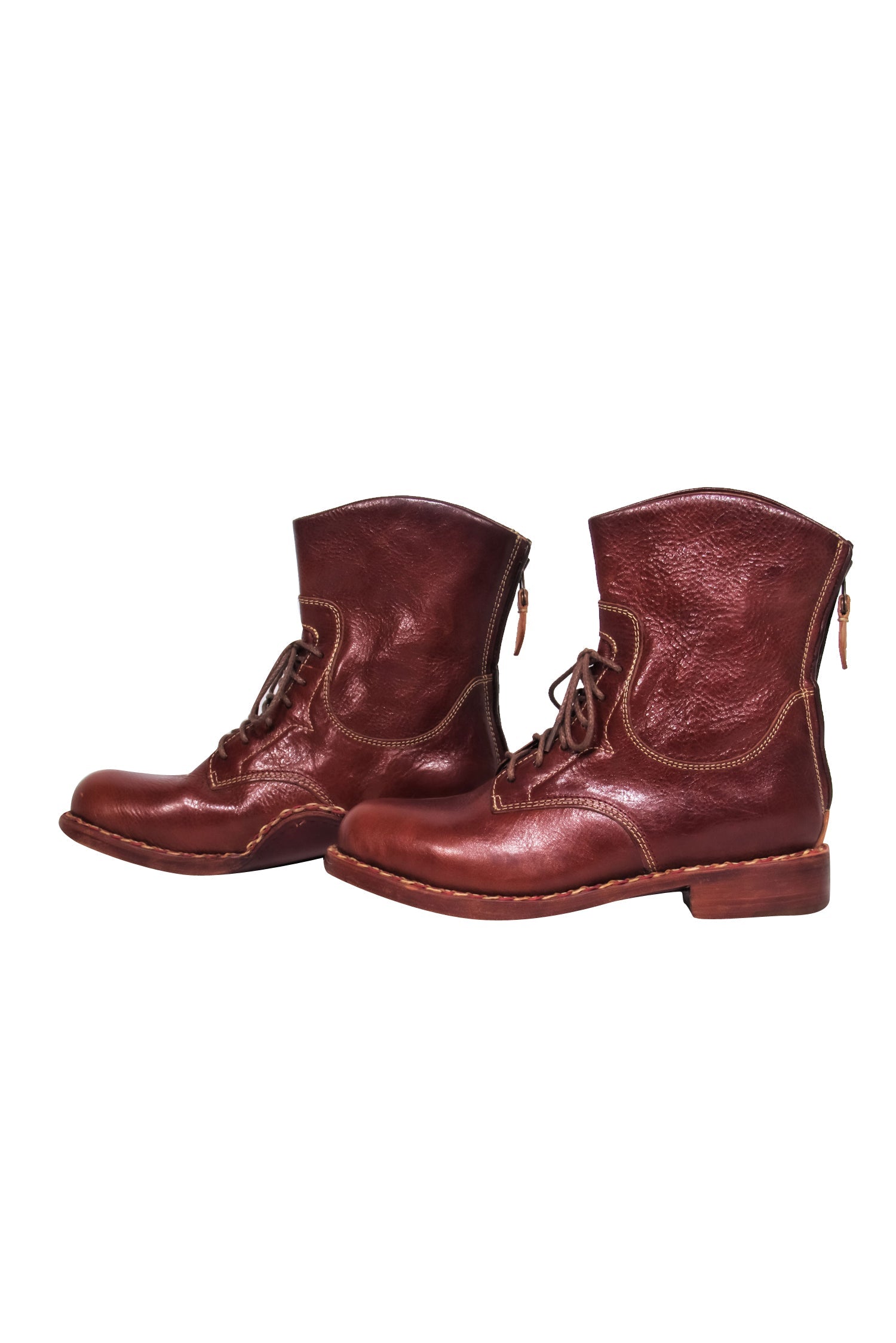Angela Scott Light Brown Leather Lace - Up Booties (Size 6) - Must - Have for Fall!
