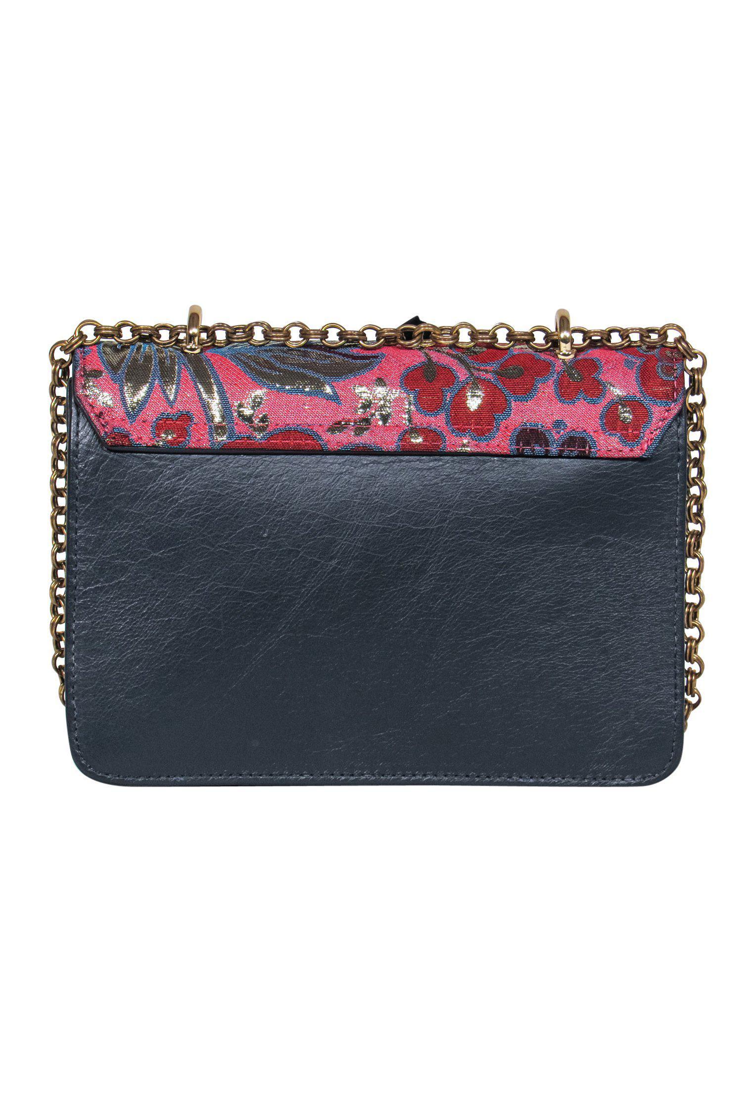 Lizzie Fortunato - Enchanting Metallic Floral Handbag with Raffia Charms