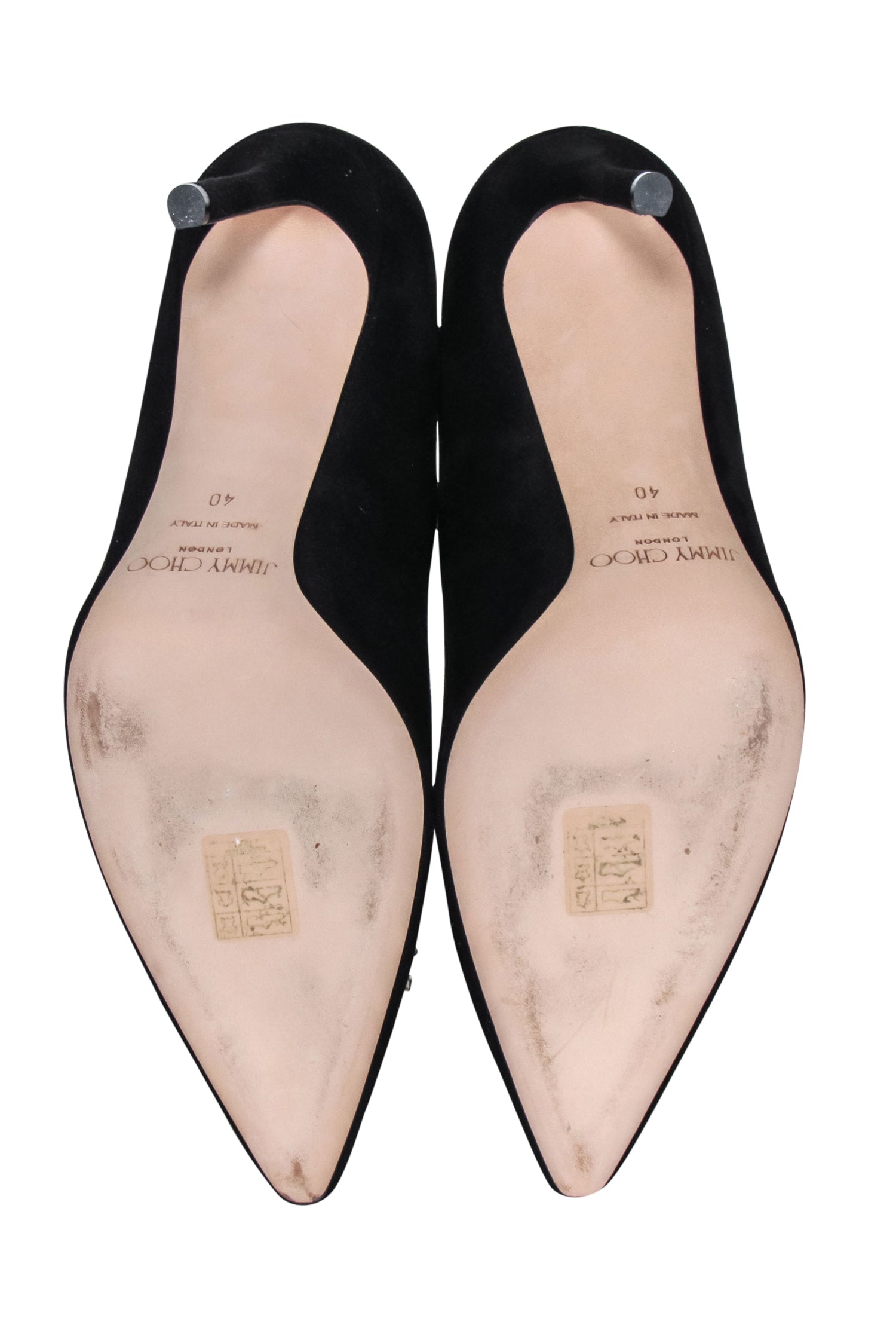 Jimmy Choo Black Suede Dempsey Pumps with Toe Charms - Size 10