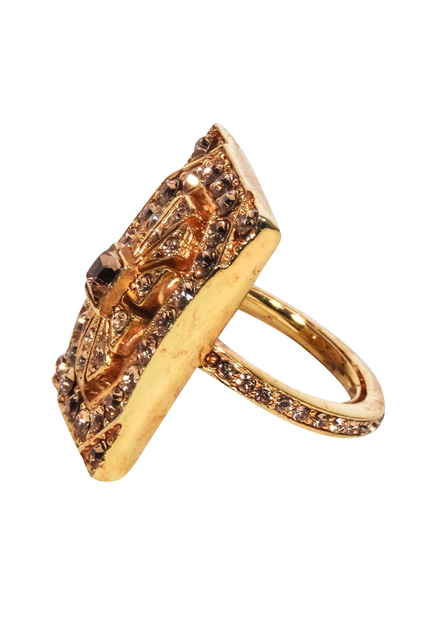 Oscar de la Renta Rose Gold Rectangular Gem Ring - Size 6: A Stunning Statement Piece