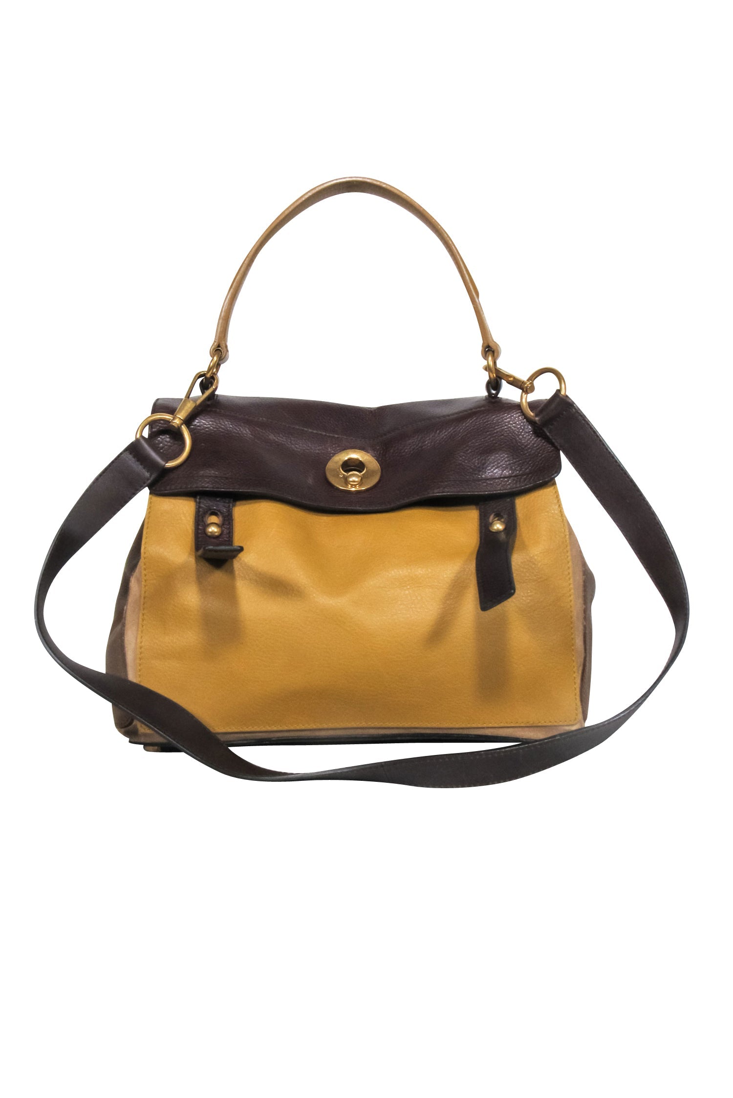 Yves Saint Laurent Mustard Yellow & Brown Leather 'Muse' Satchel - A Timeless Luxury Piece