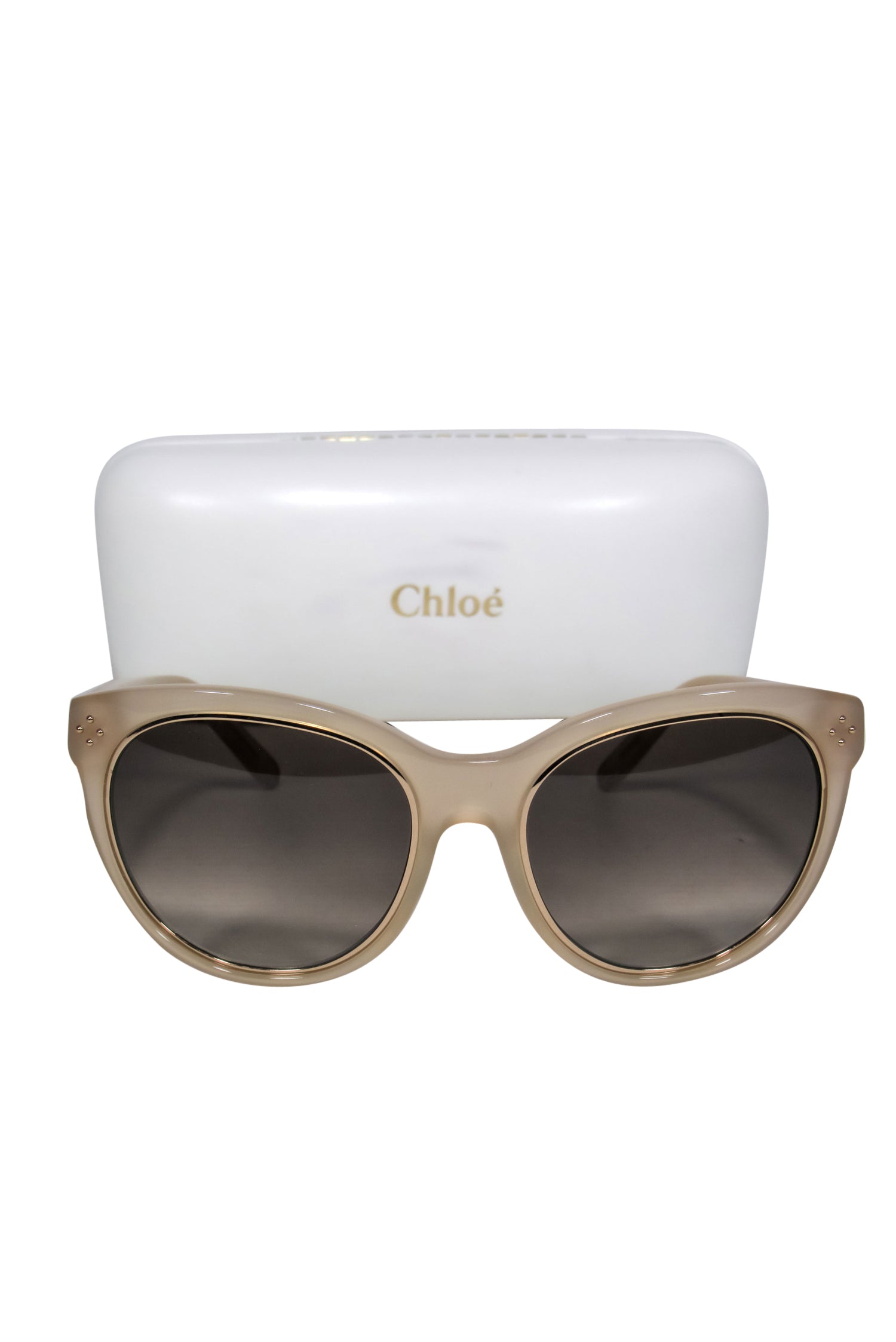 Chloe's Stunning Beige Studded Cat Eye Sunglasses