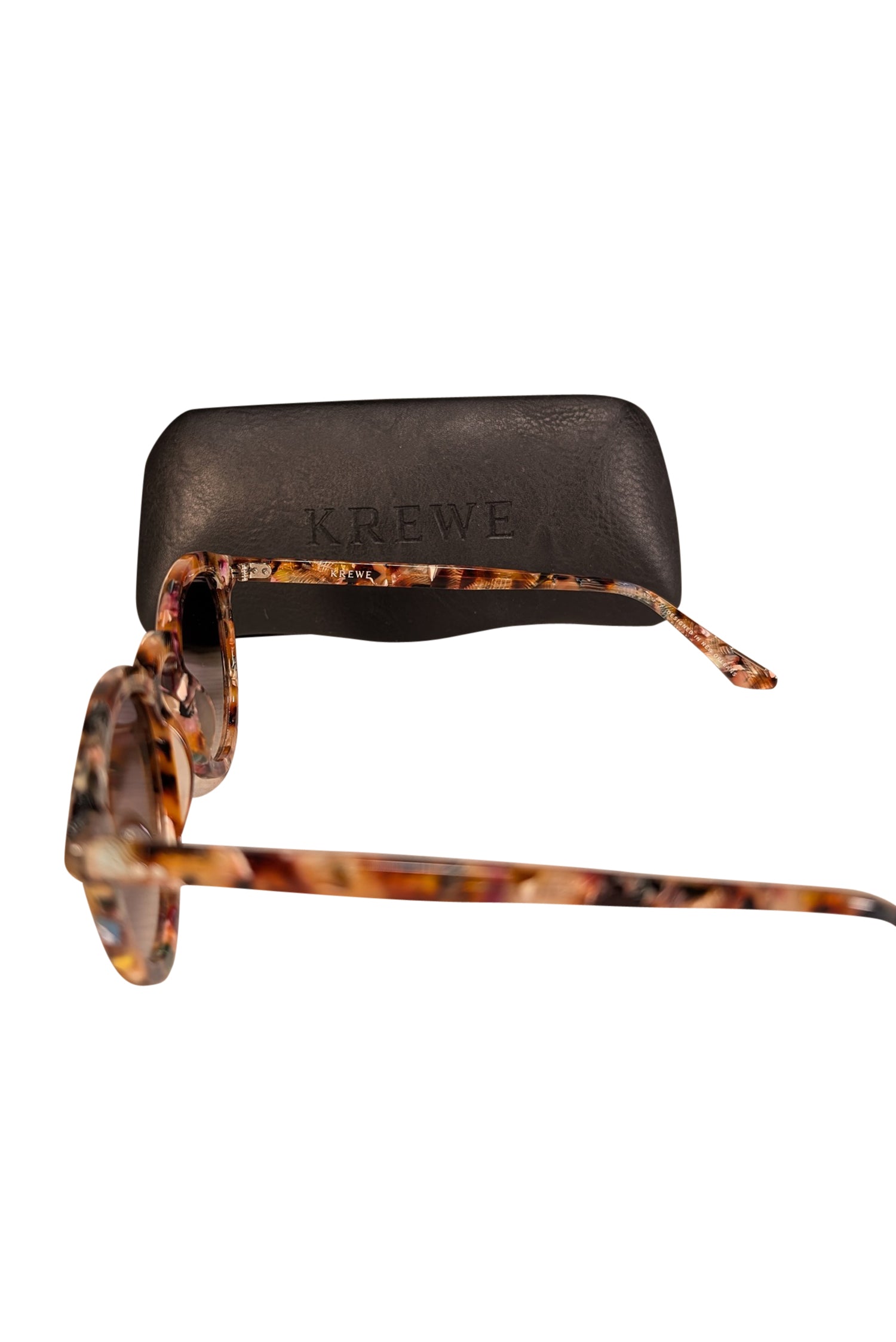 Krewe's Stunning Brown & Tan Print Round Collins Sunglasses