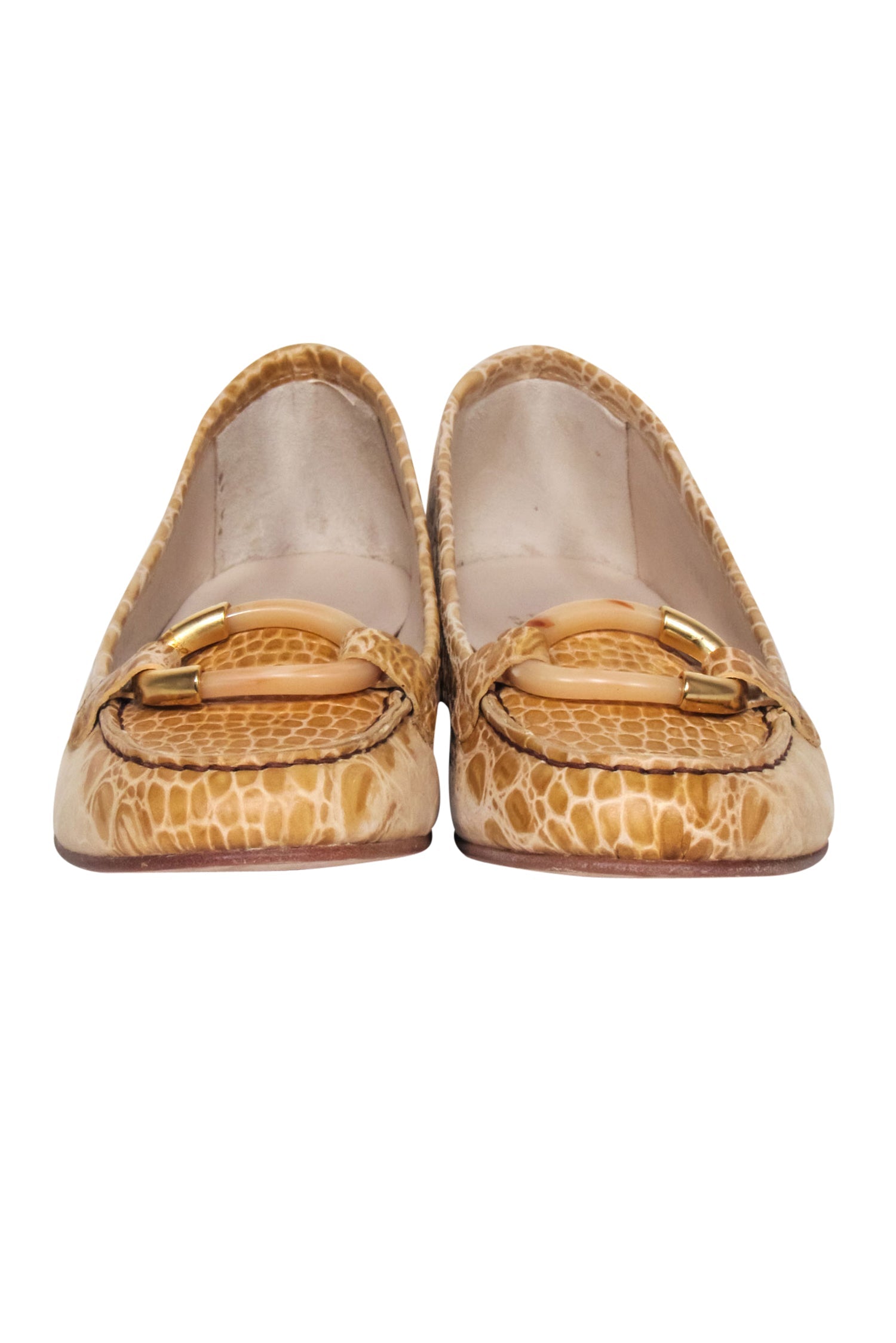 Stuart Weitzman Tan Croc-Textured Flats - Size 8.5 - Elevate Your Style!