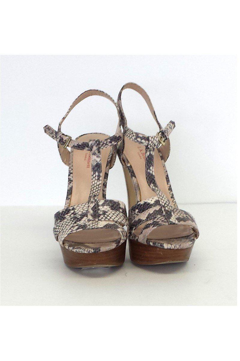 L.K. Bennett's Stunning Snake Print Leather Platform Sandals - Size 8!