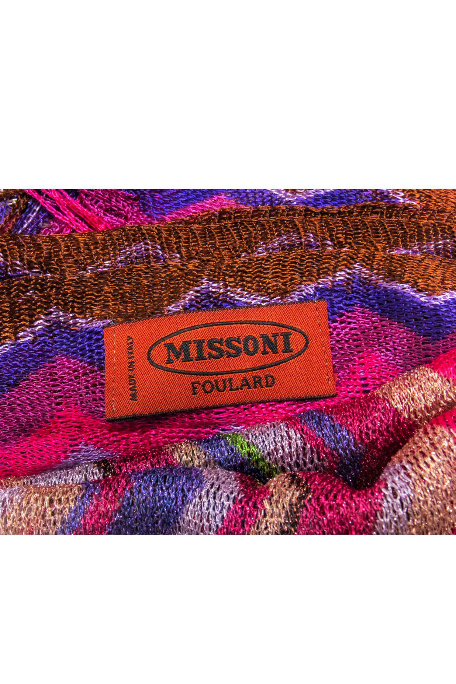 Missoni - Stunning Purple, Pink & Gold Metallic Zig - Zag Scarf