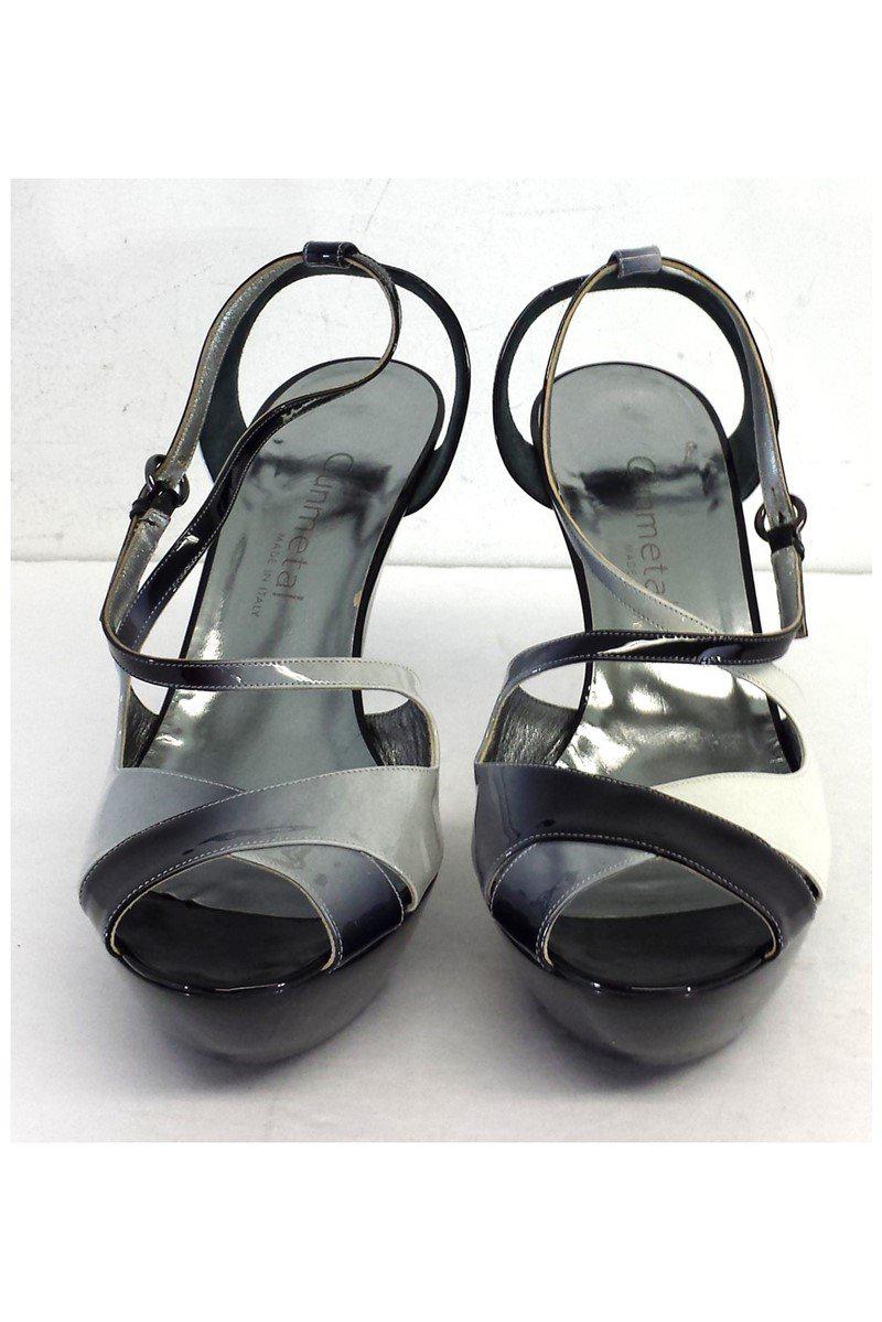Stunning Gunmetal Black & Grey Patent Leather Platform Wedges in Size 10 - Grab Yours Now!