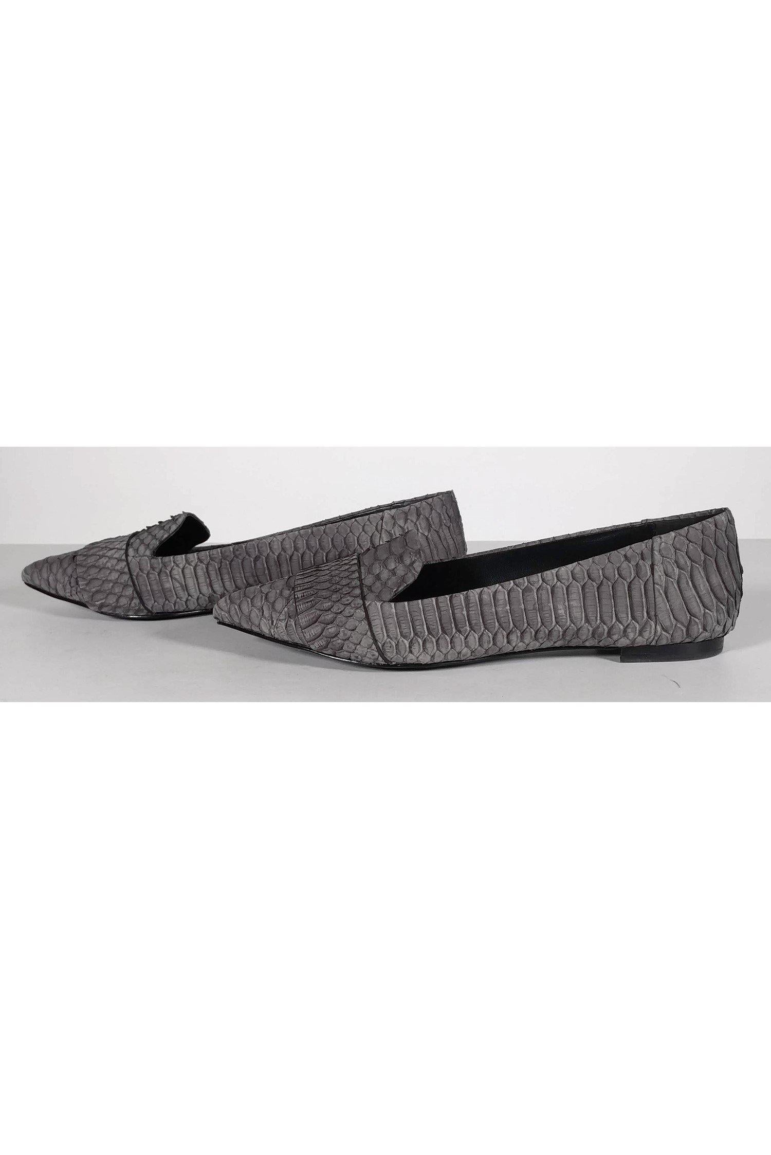 Aerin Grey Faux Snakeskin Flats - Size 7: Stylish and Versatile!