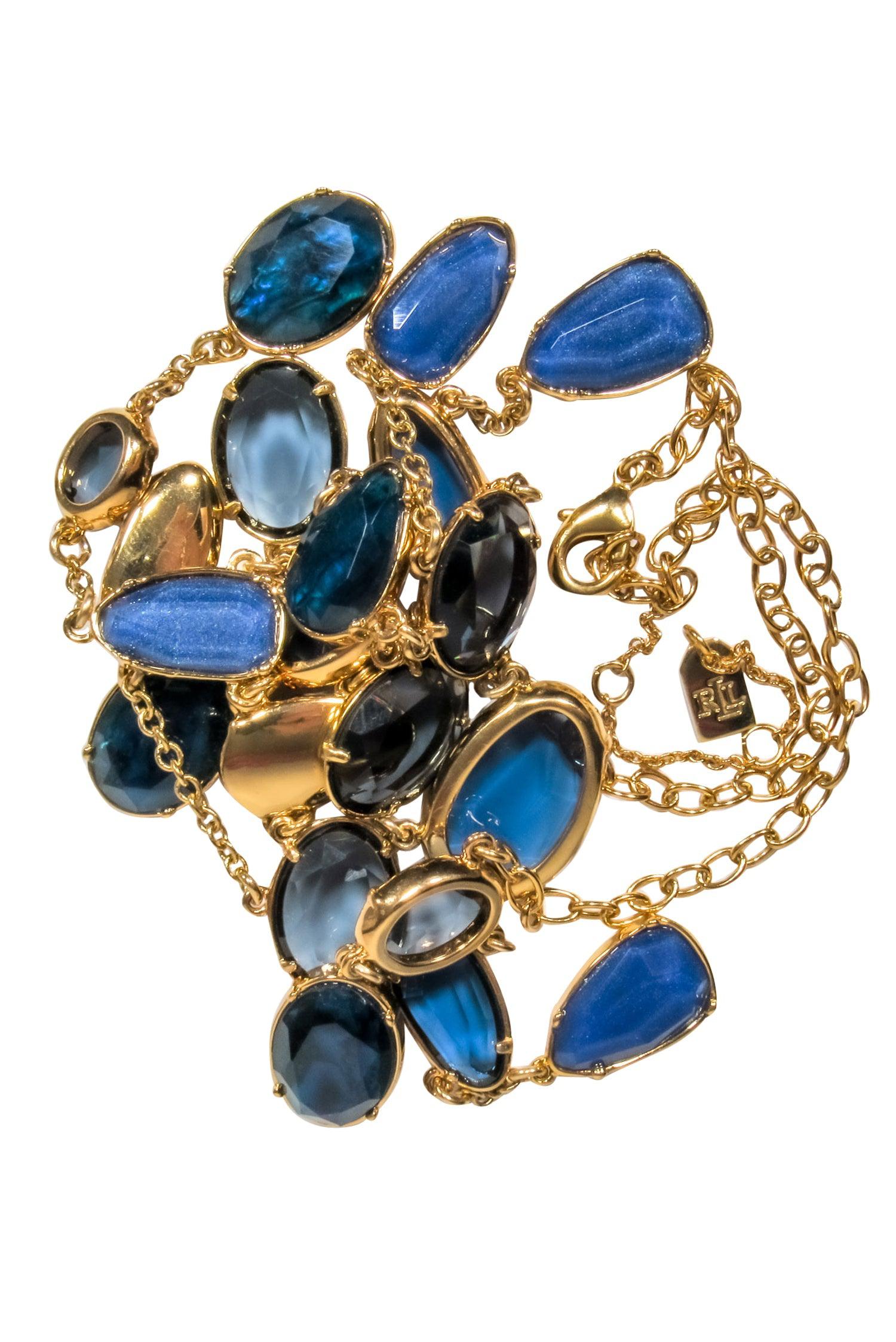 Lauren Ralph Lauren - Stunning Gold, Blue & Green Jeweled Statement Necklace