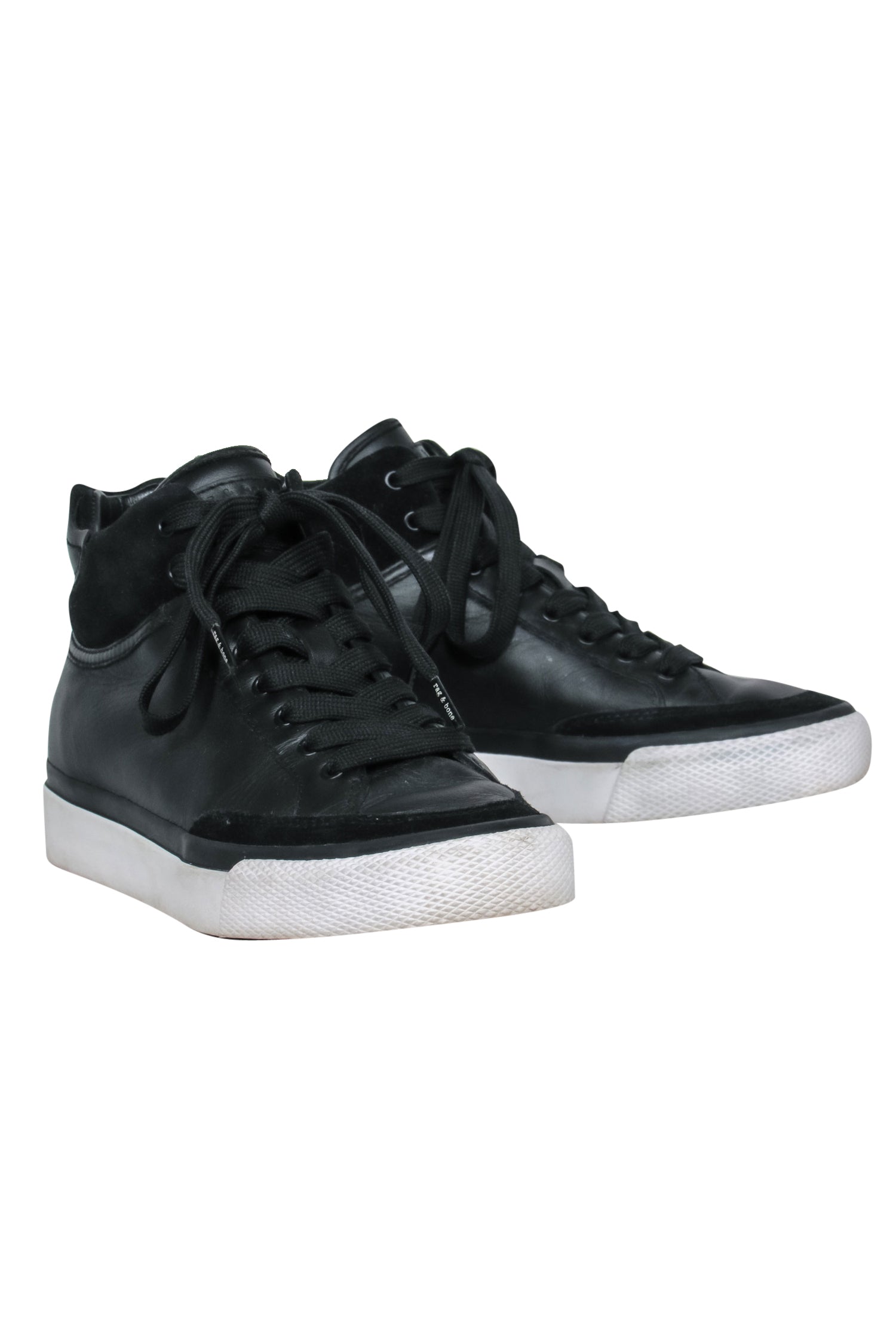 Rag & Bone - Stunning Black Leather & Suede High Top Platform Sneakers, Size 6.5