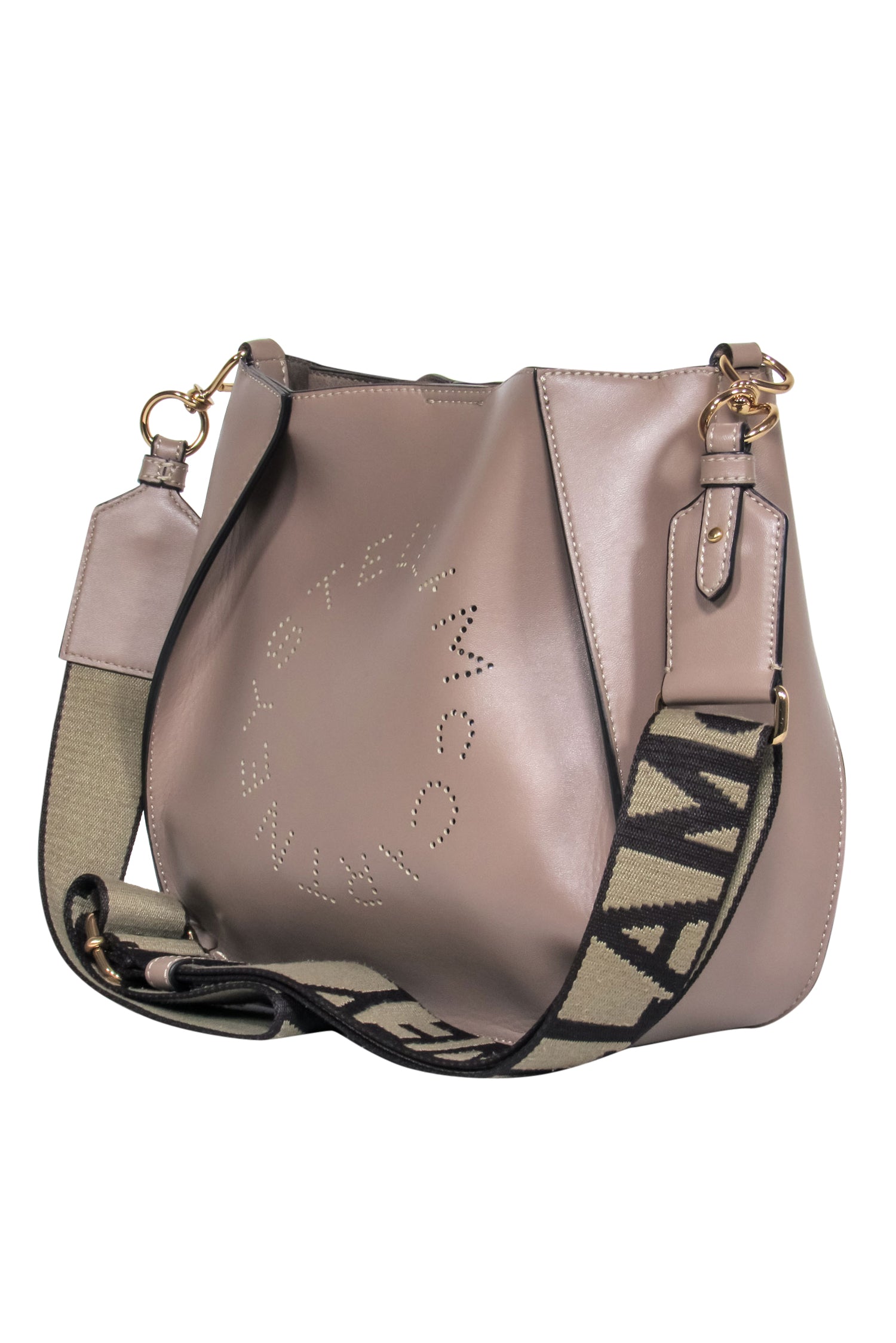 Stella McCartney Taupe Leather Crossbody Bag with Stunning Laser - Cut Logo