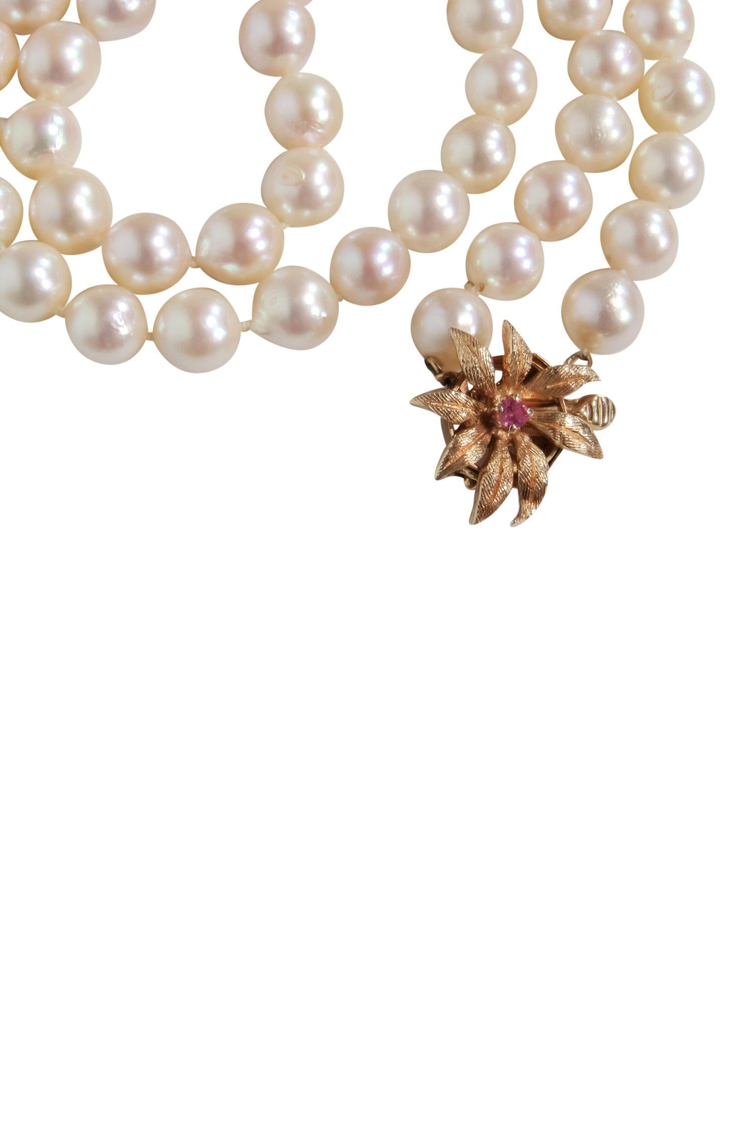 Gorgeous Vintage Pearl & 14K Gold Floral Choker Necklace