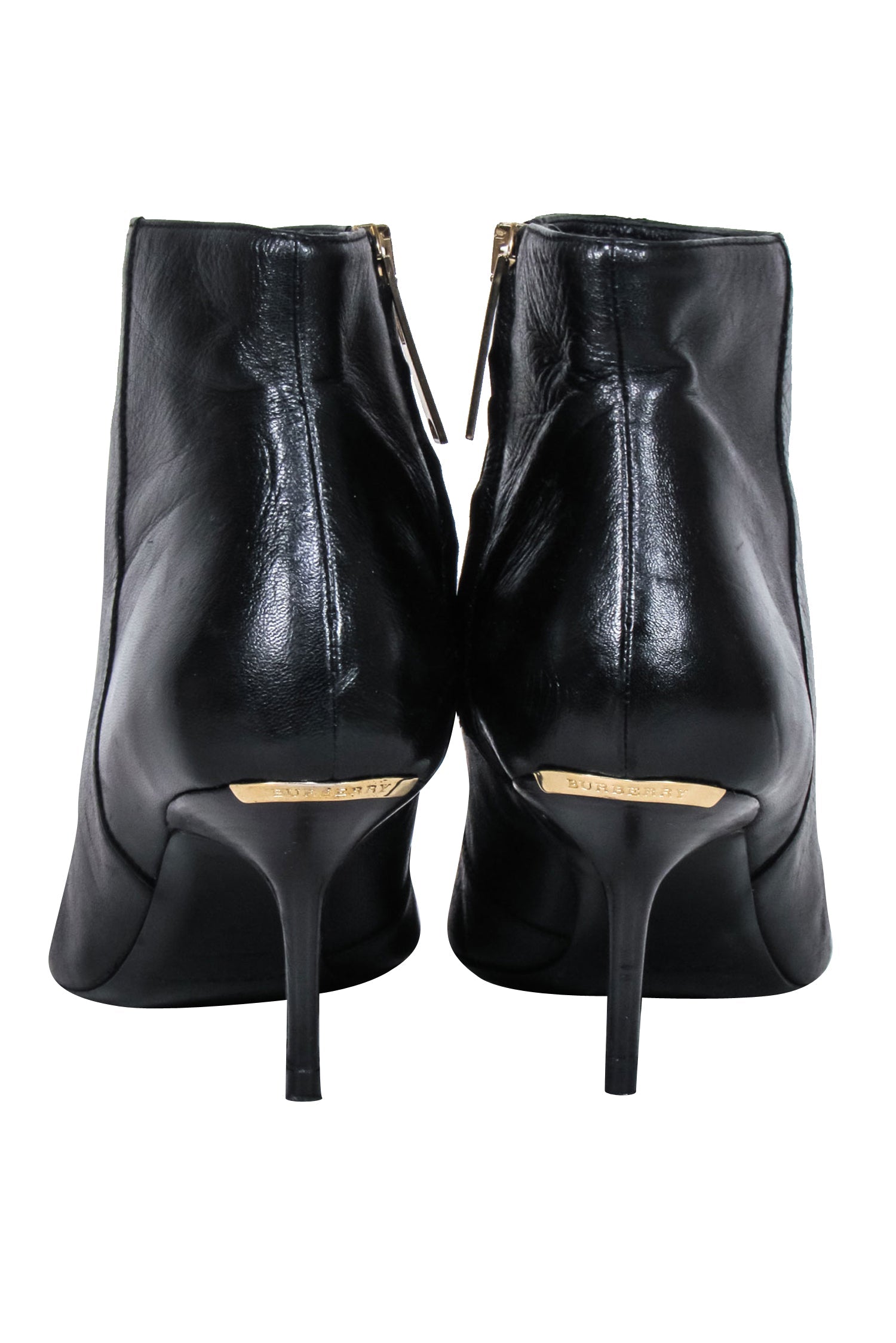 Burberry Black Leather Pointed-Toe Stiletto Booties - Size 9