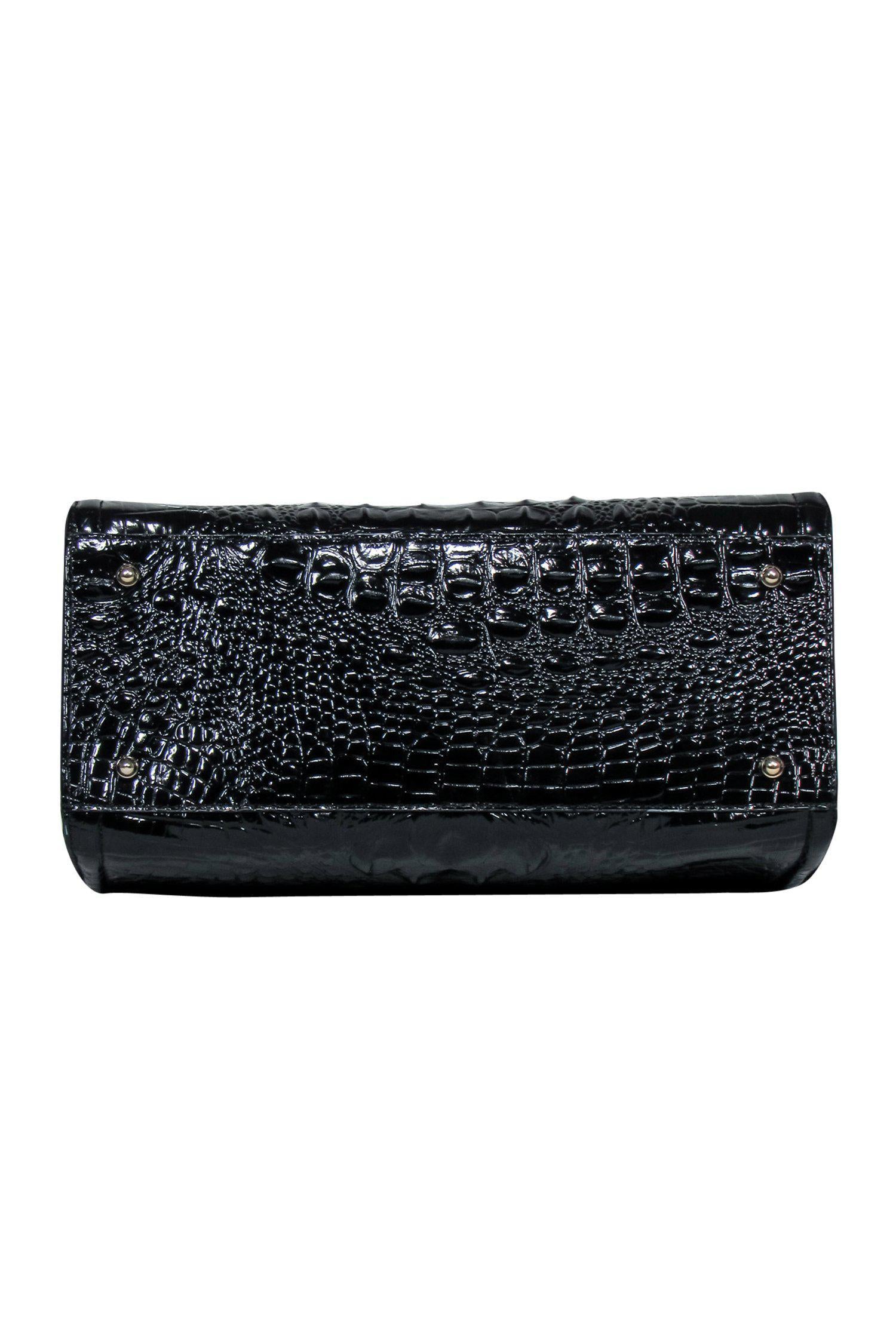 Brahmin - Exquisite Black Patent Leather Alligator Embossed Tote