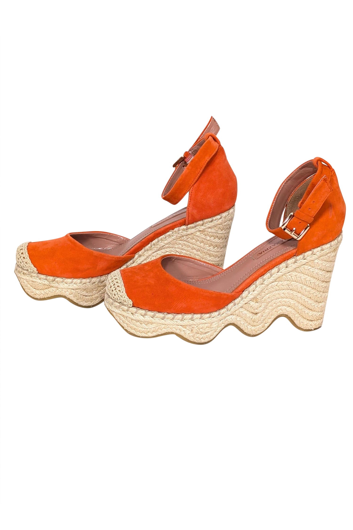 BCBG Max Azria Orange Suede Espadrille Wedges - Size 7 for Summer Style