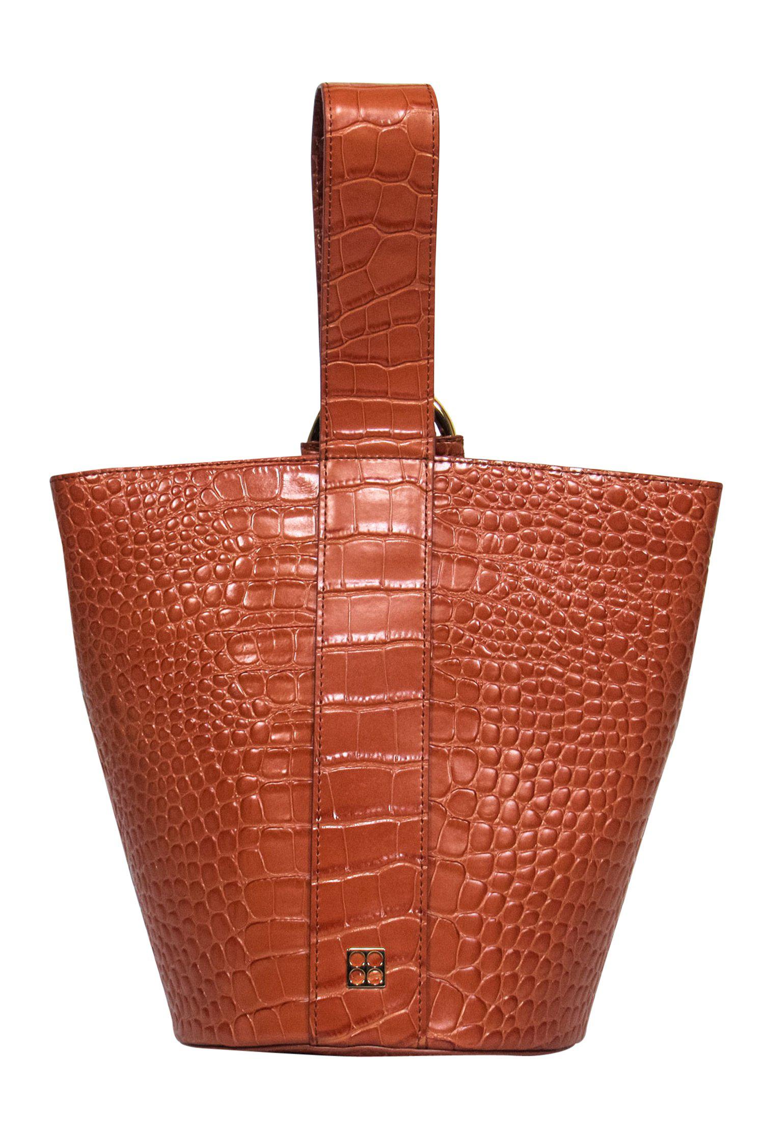 Parisa Wang's Stunning Warm Brown Embossed Bucket Bag