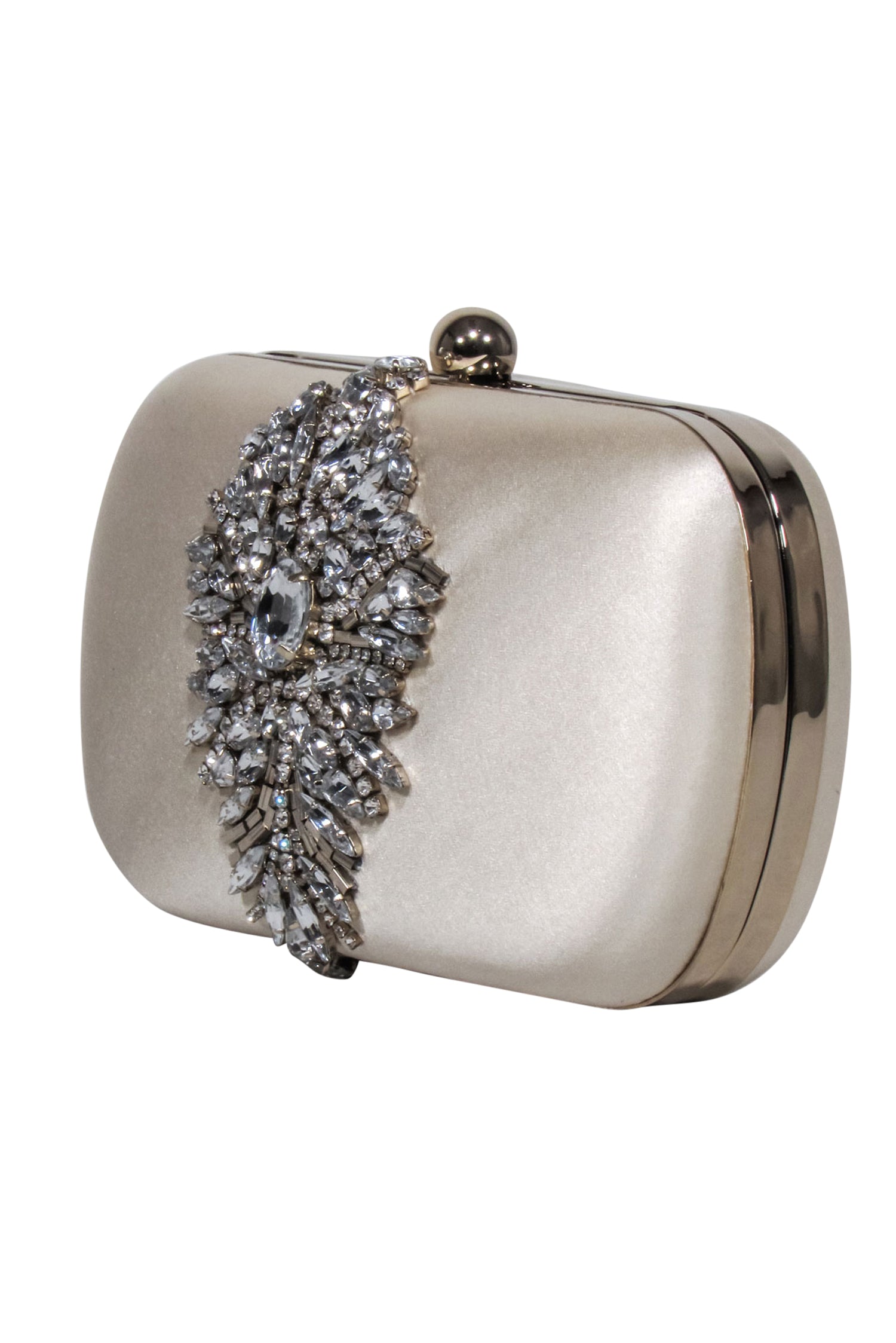 Badgley Mischka Cream Satin Jeweled Clutch: A Sparkling Love Affair