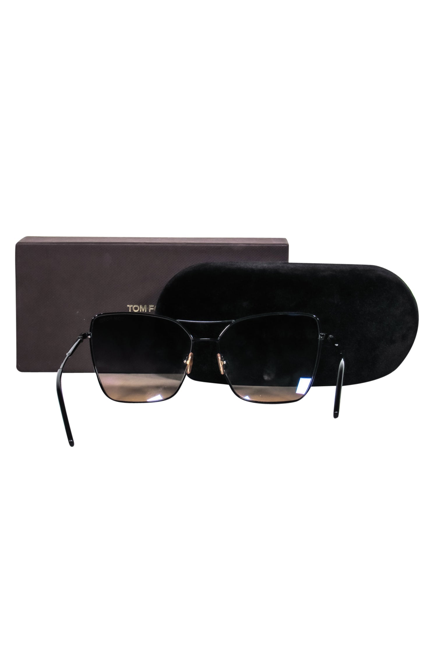 Tom Ford - Striking Black Oversized Square Sunglasses with Brow Bar