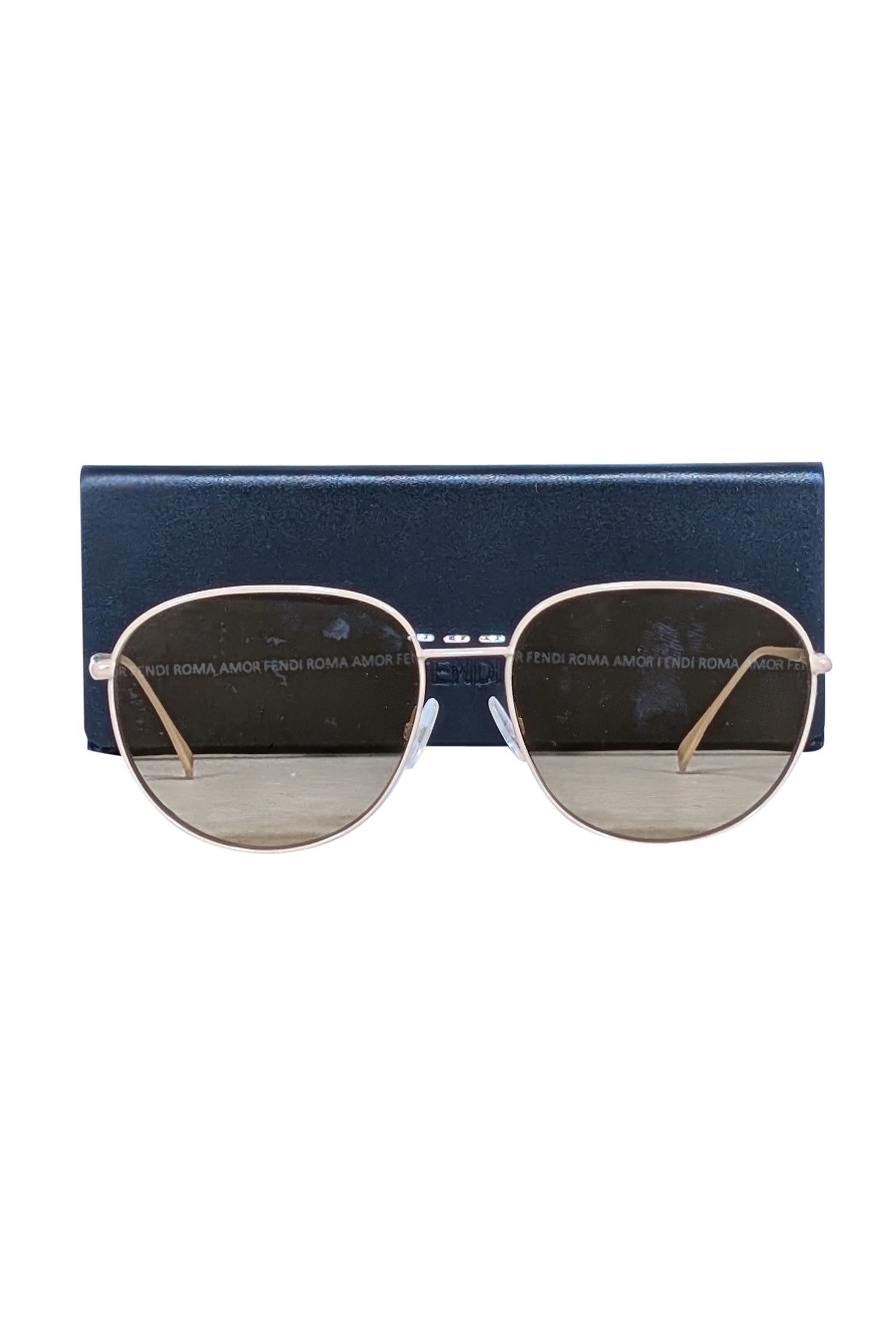 Fendi Beige Aviator Sunglasses with Striking Logo Font Lenses