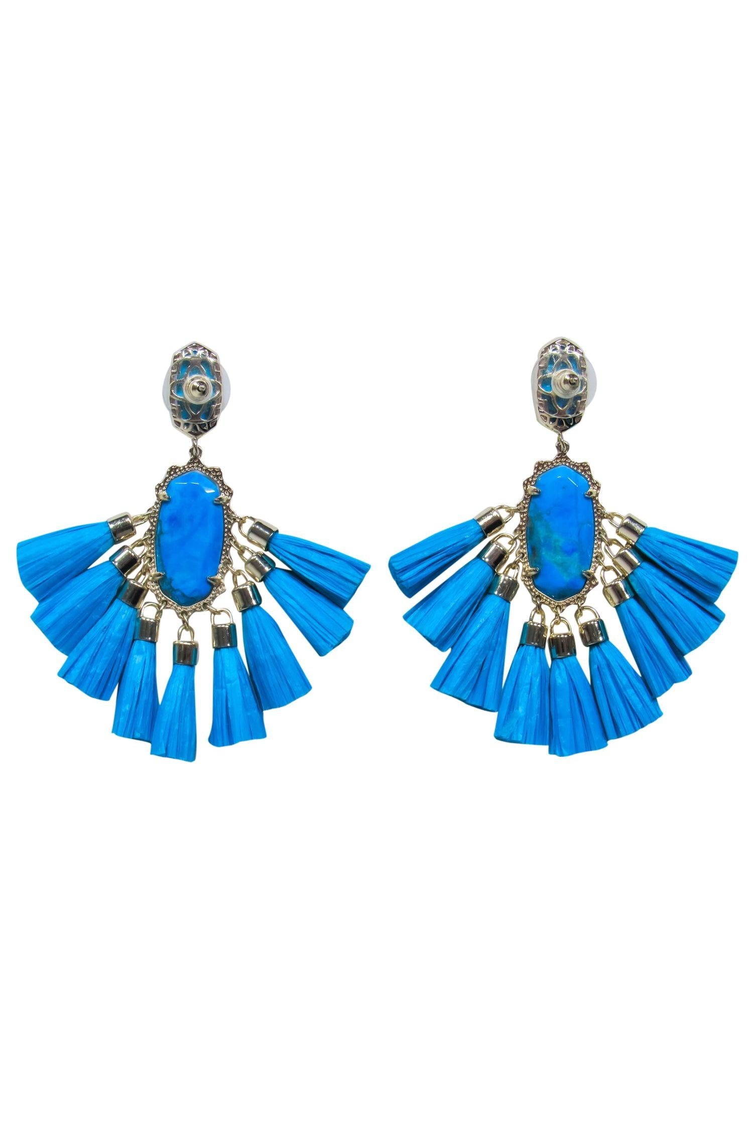 Kendra Scott - Stunning Blue & Gold-Toned Stone Tassel Earrings