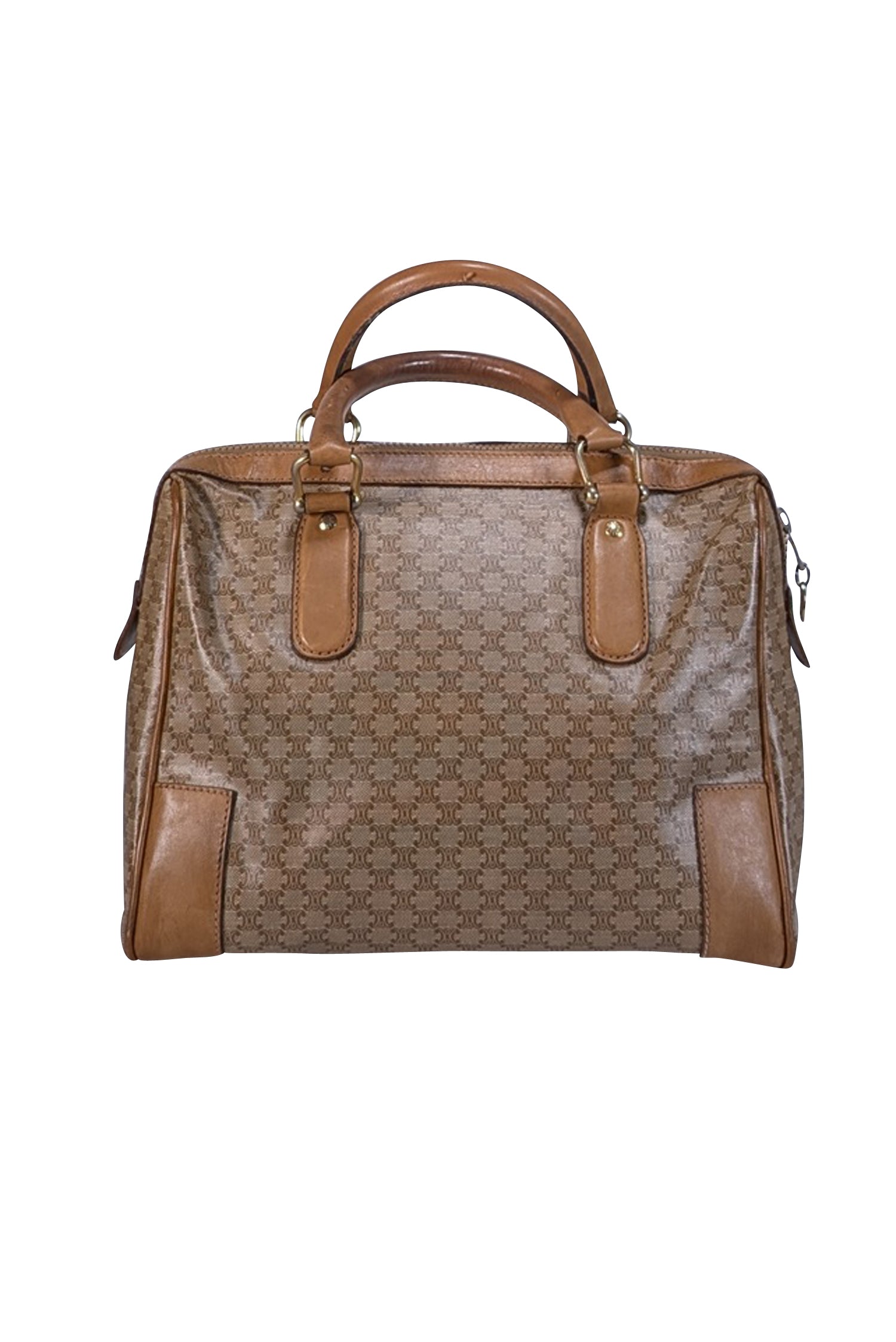 Celine Beige & Tan Monogram Macadam Boston Bag - A Fashion Must-Have