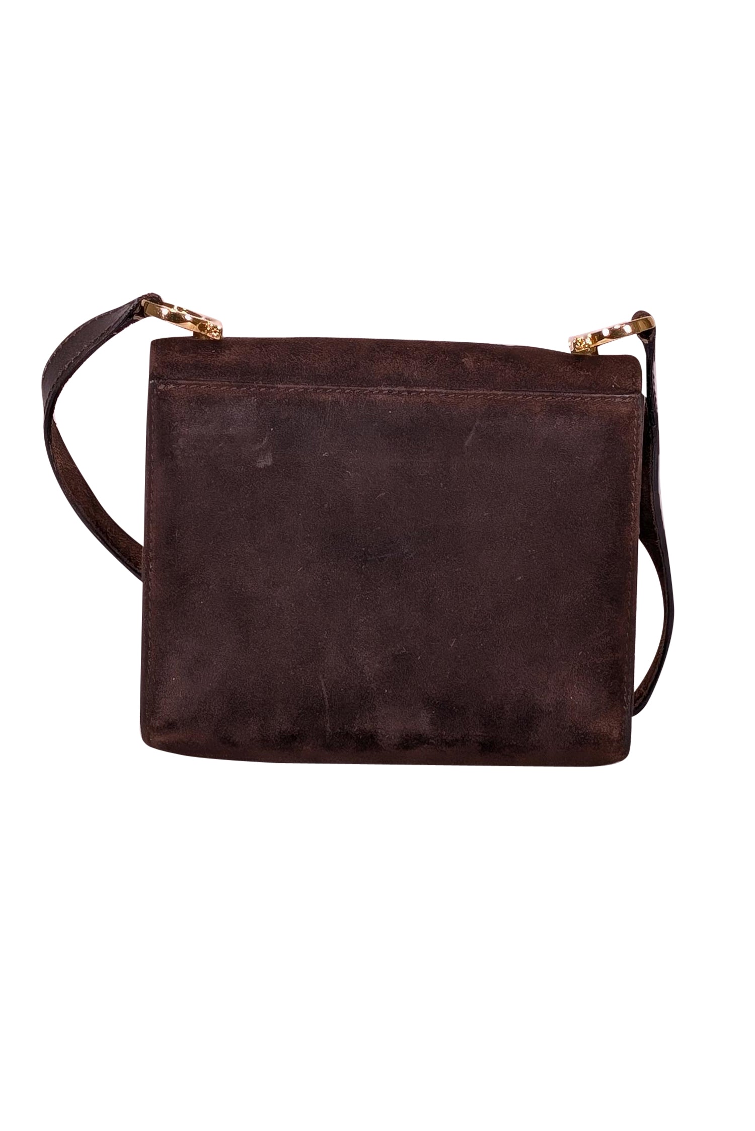 Ferragamo's Irresistible Chocolate Brown Suede Mini Crossbody Bag