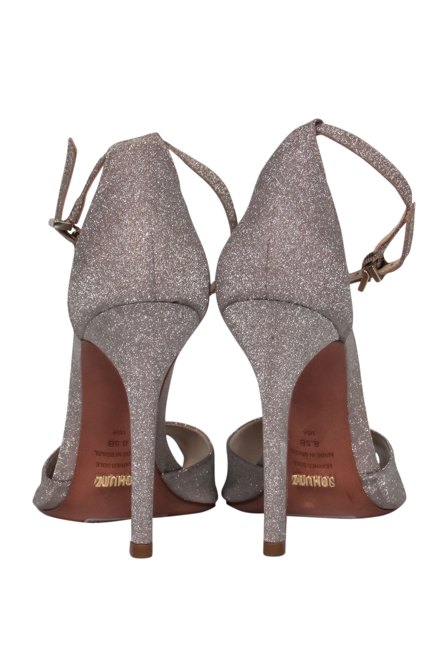 Schutz Champagne Gold Glitter Strappy Heels - Size 8.5 - Make a Glamorous Statement!