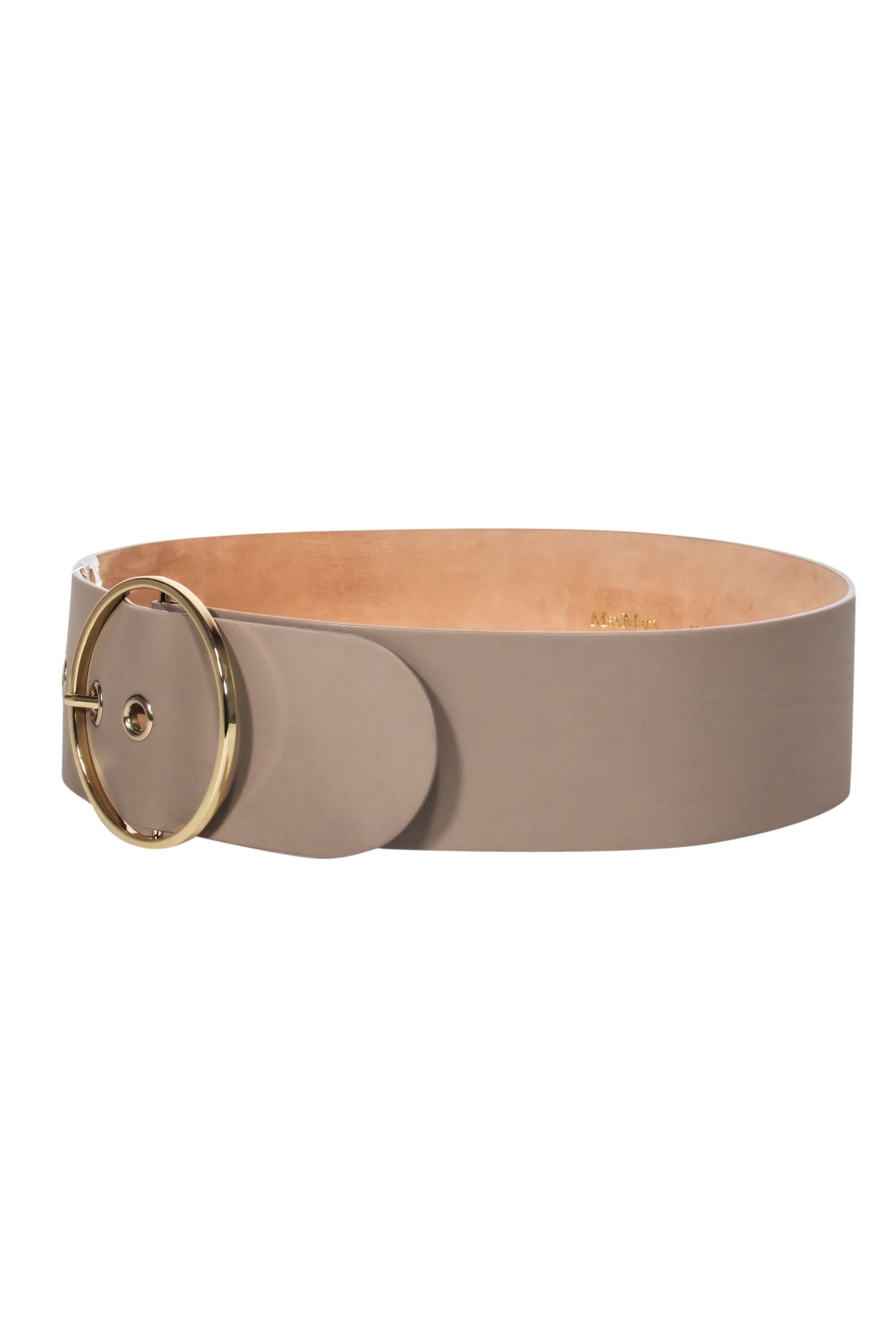 Max Mara Taupe Leather Wide Buckle: A Fashion Statement Belt