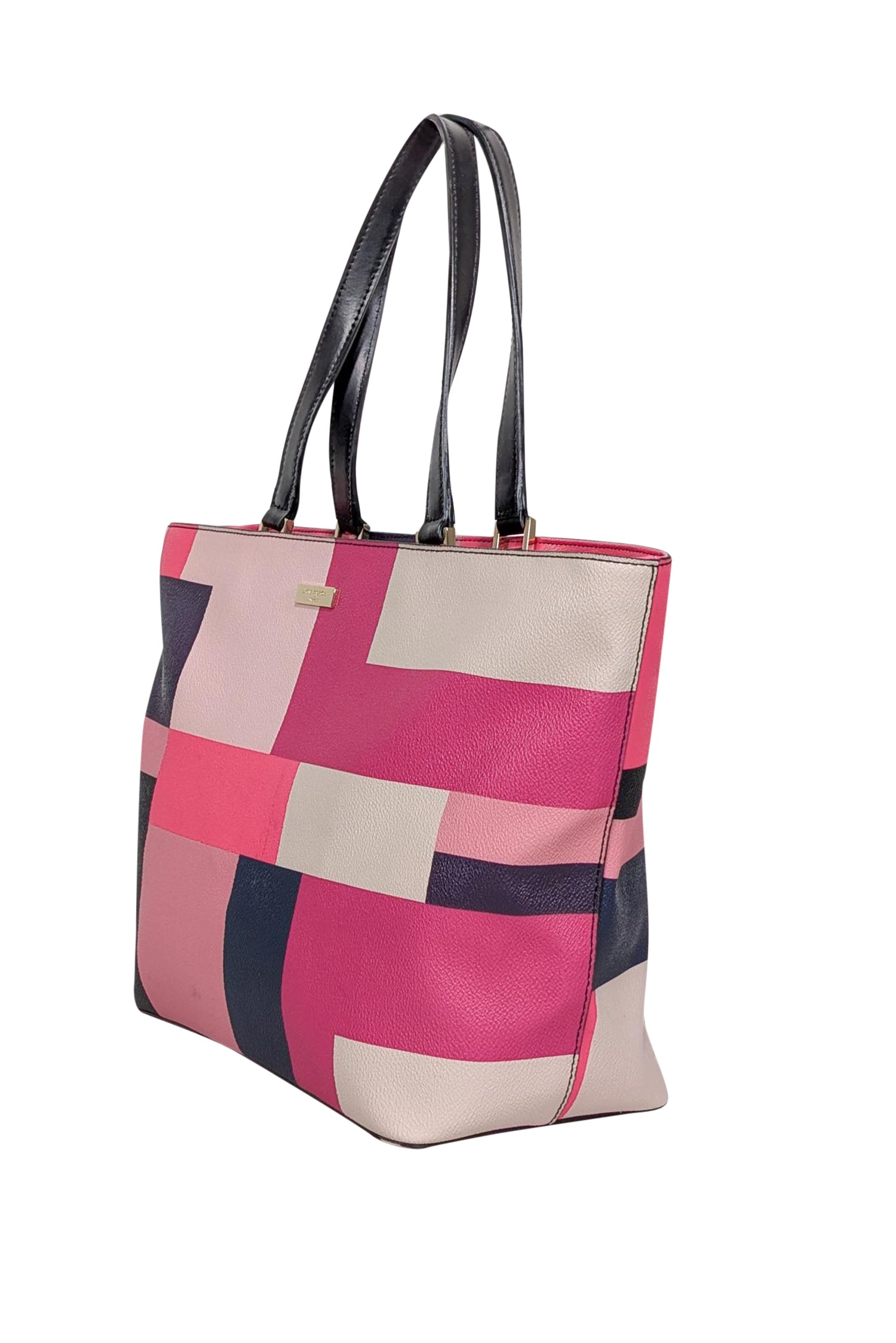 Kate Spade - Chic Pink, Cream & Navy Color Block Tote Bag