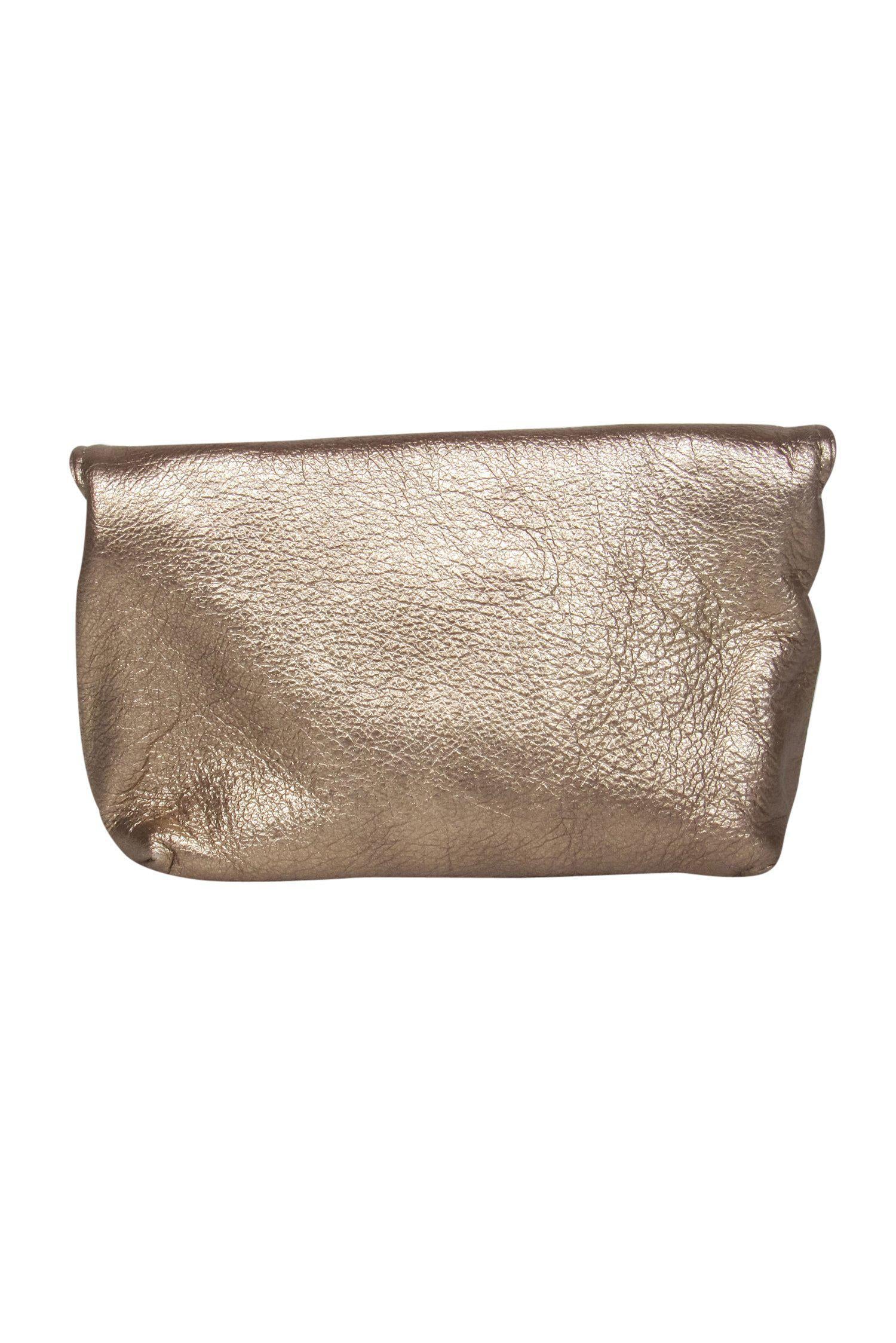 Marc Jacobs Glam Gold Metallic Textured Leather Clasp Pouch - A Must-Have Fashion Accessory