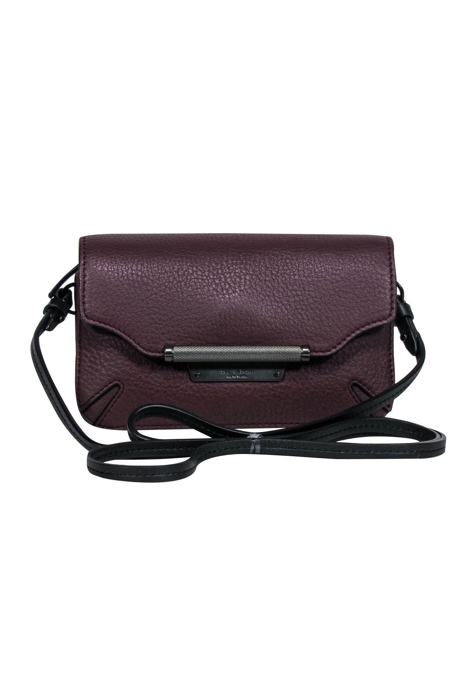 Rag & Bone - Stunning Maroon, Black & White Small Leather Crossbody Bag