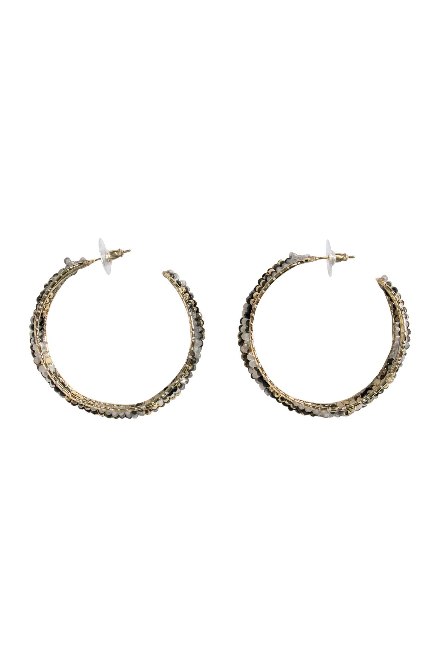 Kendra Scott - Stunning Gold, Black & White Beaded 'Britt' Hoop Earrings