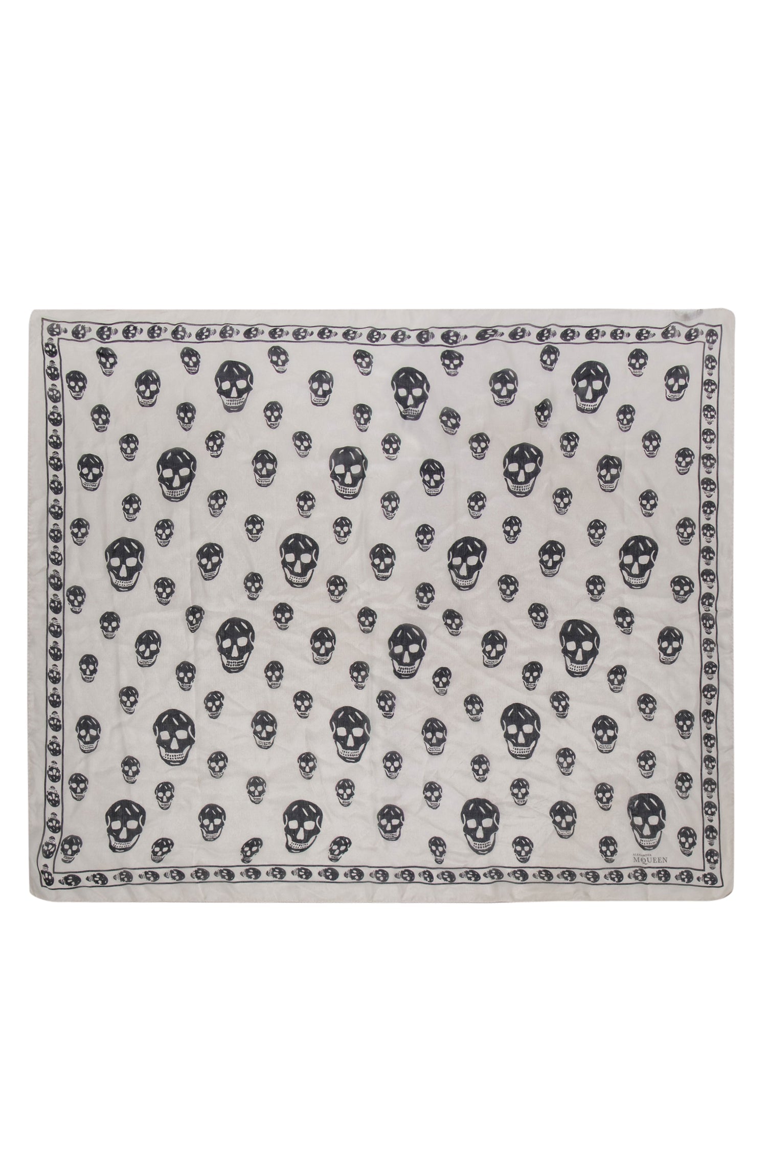 Alexander McQueen - Stunning Cream & Black Skull Printed Semi-Sheer Silk Scarf