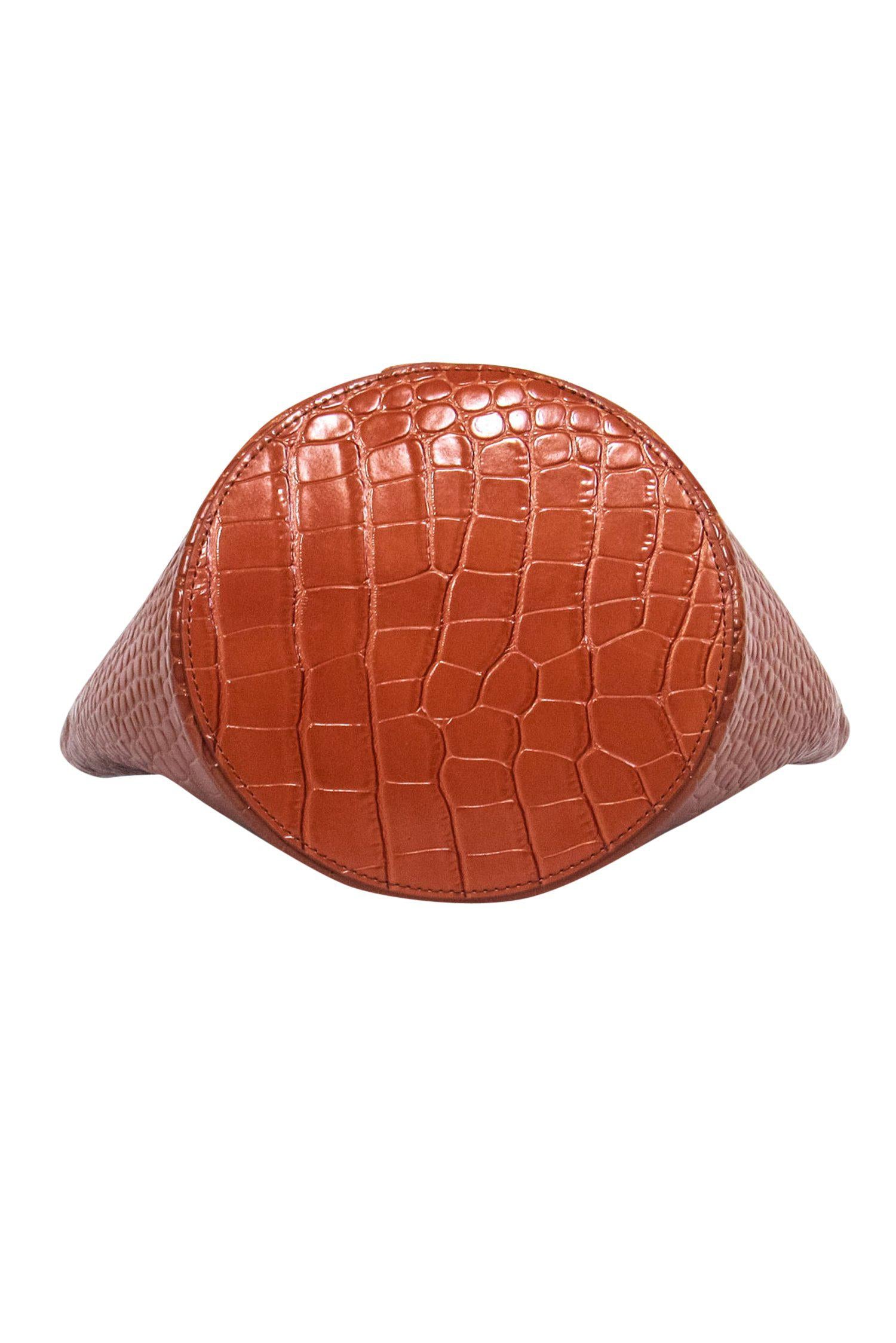 Parisa Wang's Stunning Warm Brown Embossed Bucket Bag