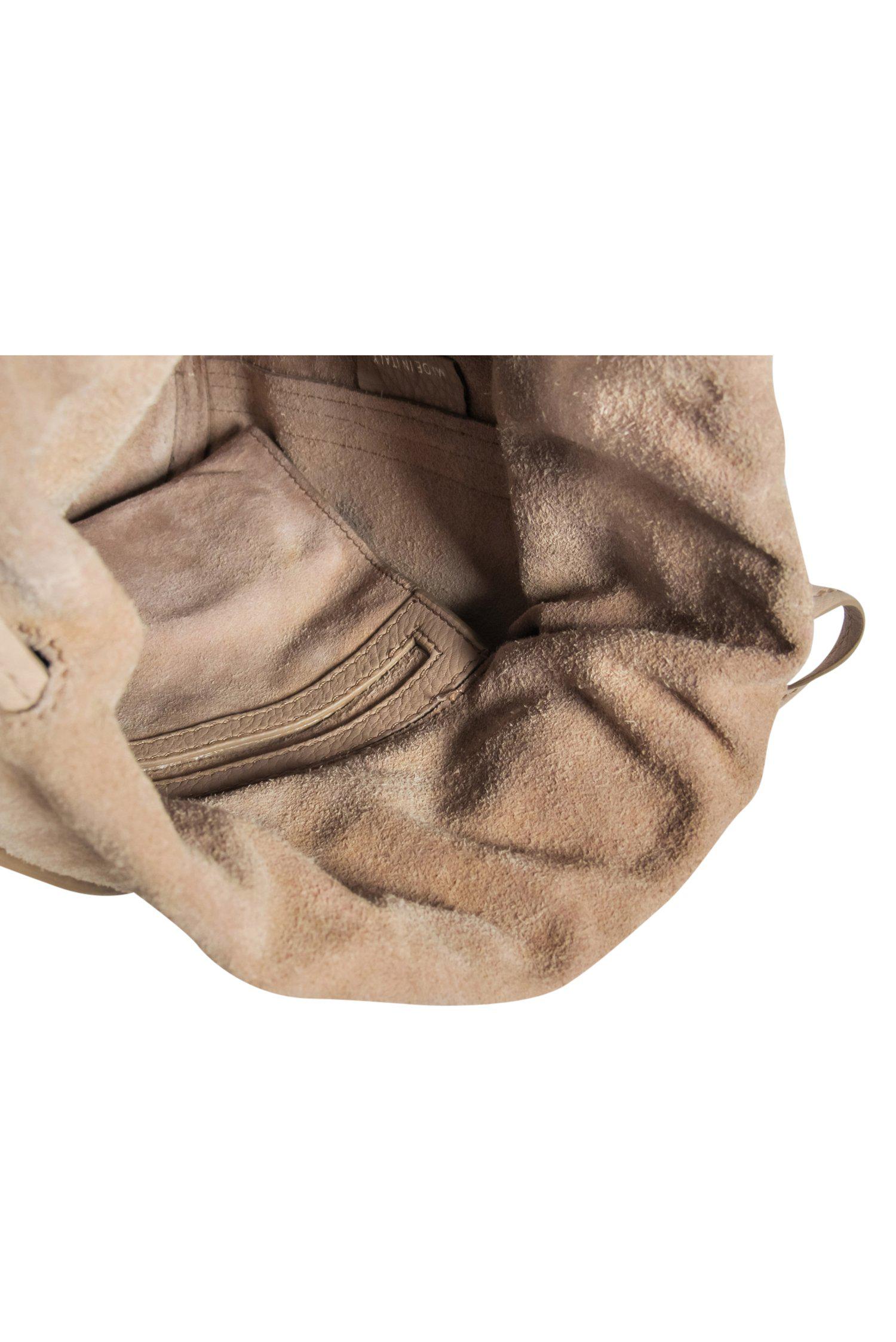 Meli Melo - Stunning Beige Leather Drawstring Bucket Bag