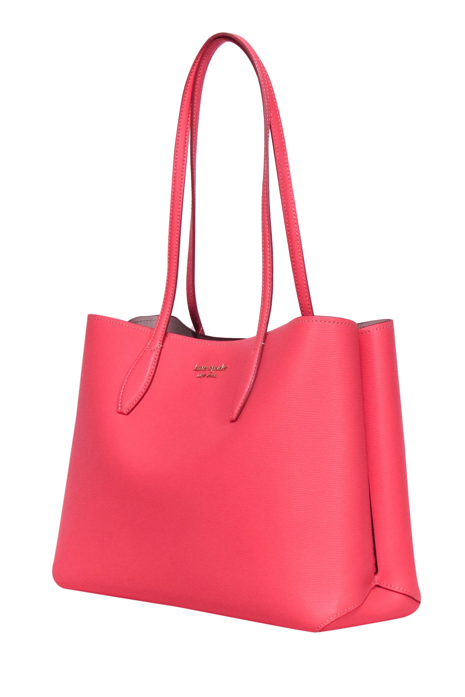 Kate Spade Coral Pink Pebbled Leather Hook Closure Tote - Summer Essential