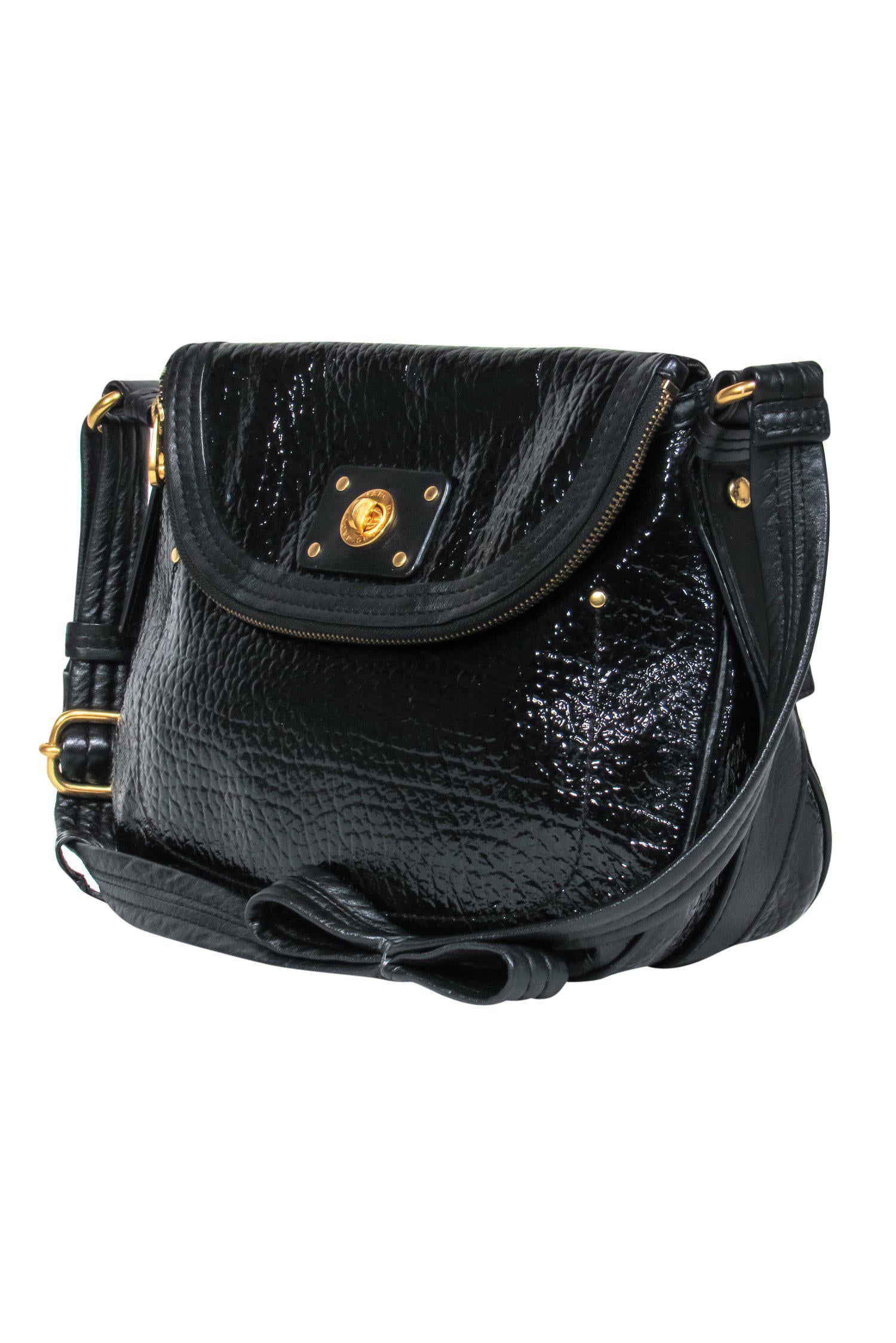 Marc by Marc Jacobs - Stunning Black Patent Leather Reptile Embossed Saddle Bag