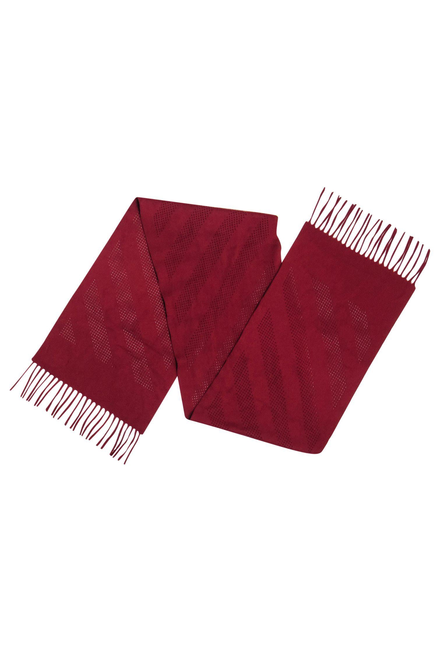 Colombo's Stunning Red Cashmere Scarf: Perforated Trim & Fringe