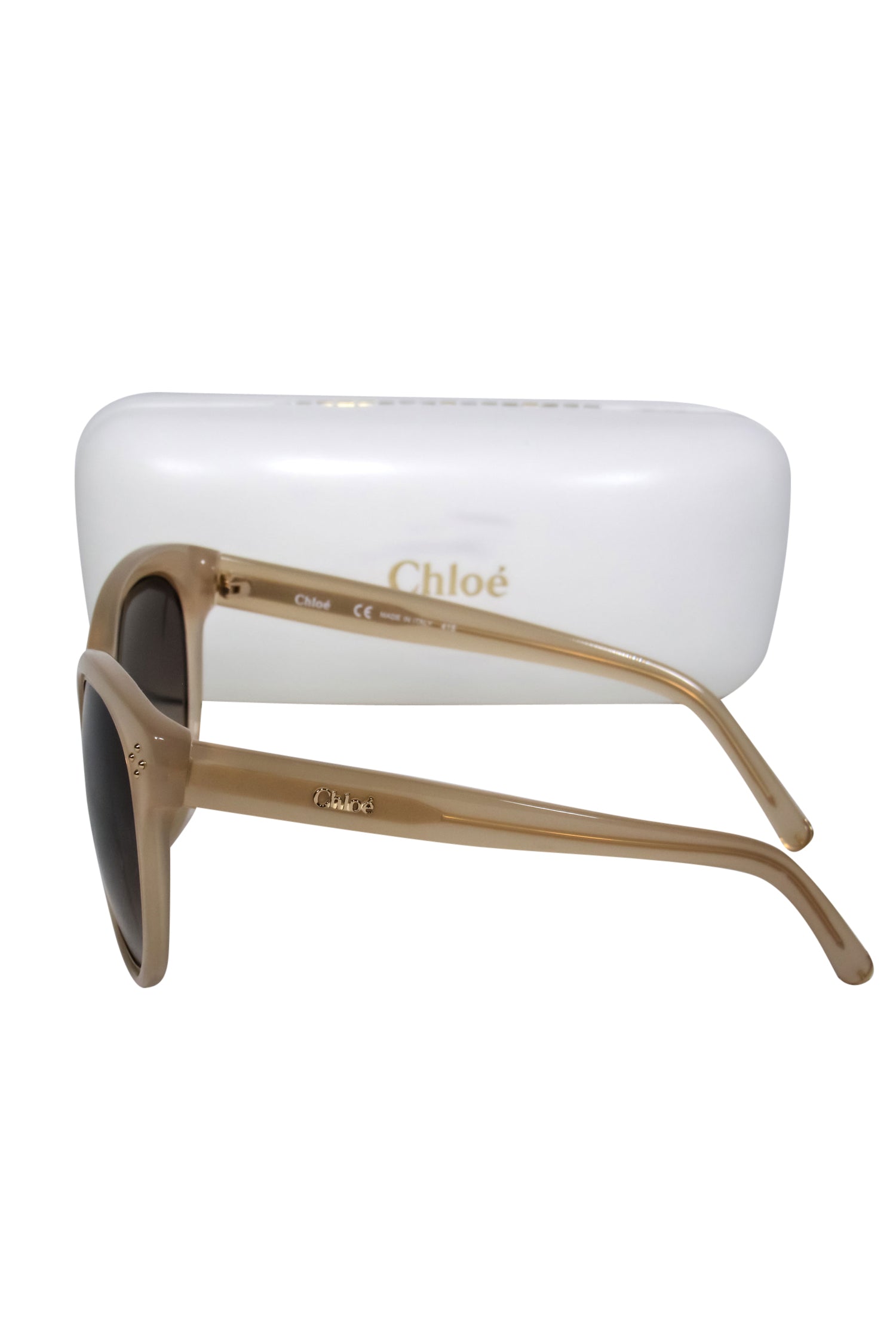 Chloe's Stunning Beige Studded Cat Eye Sunglasses