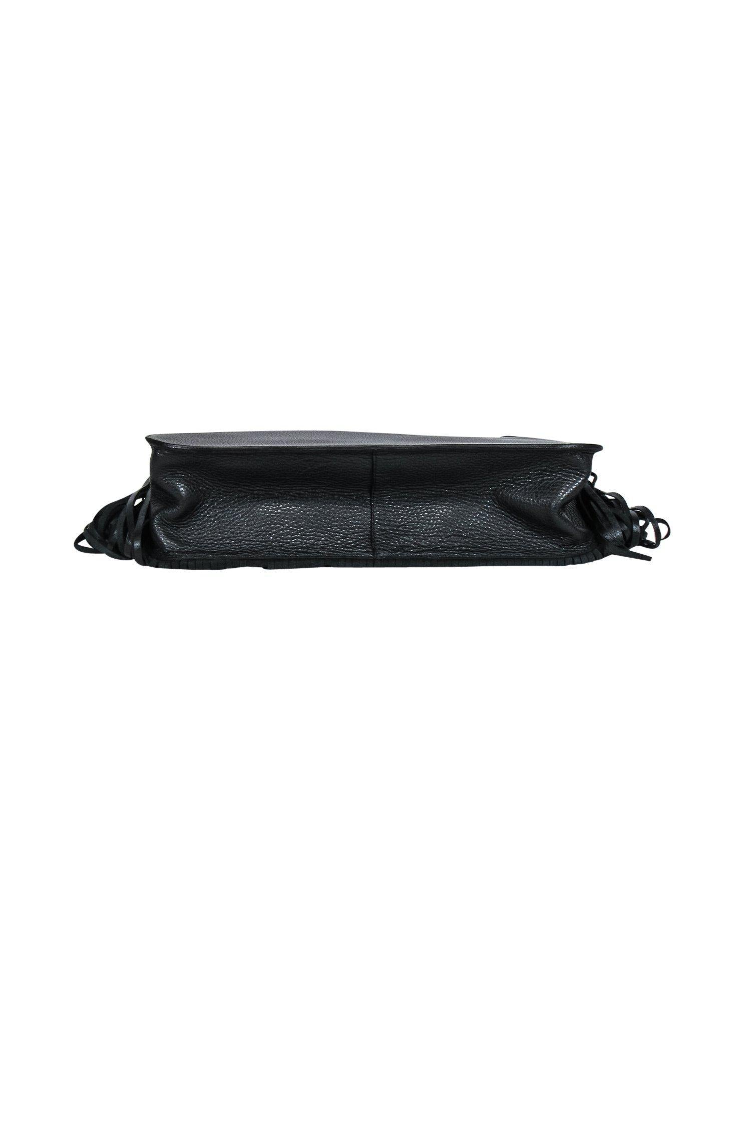 Thale Blanc's Enchanting Black Leather Fringe Shoulder Bag