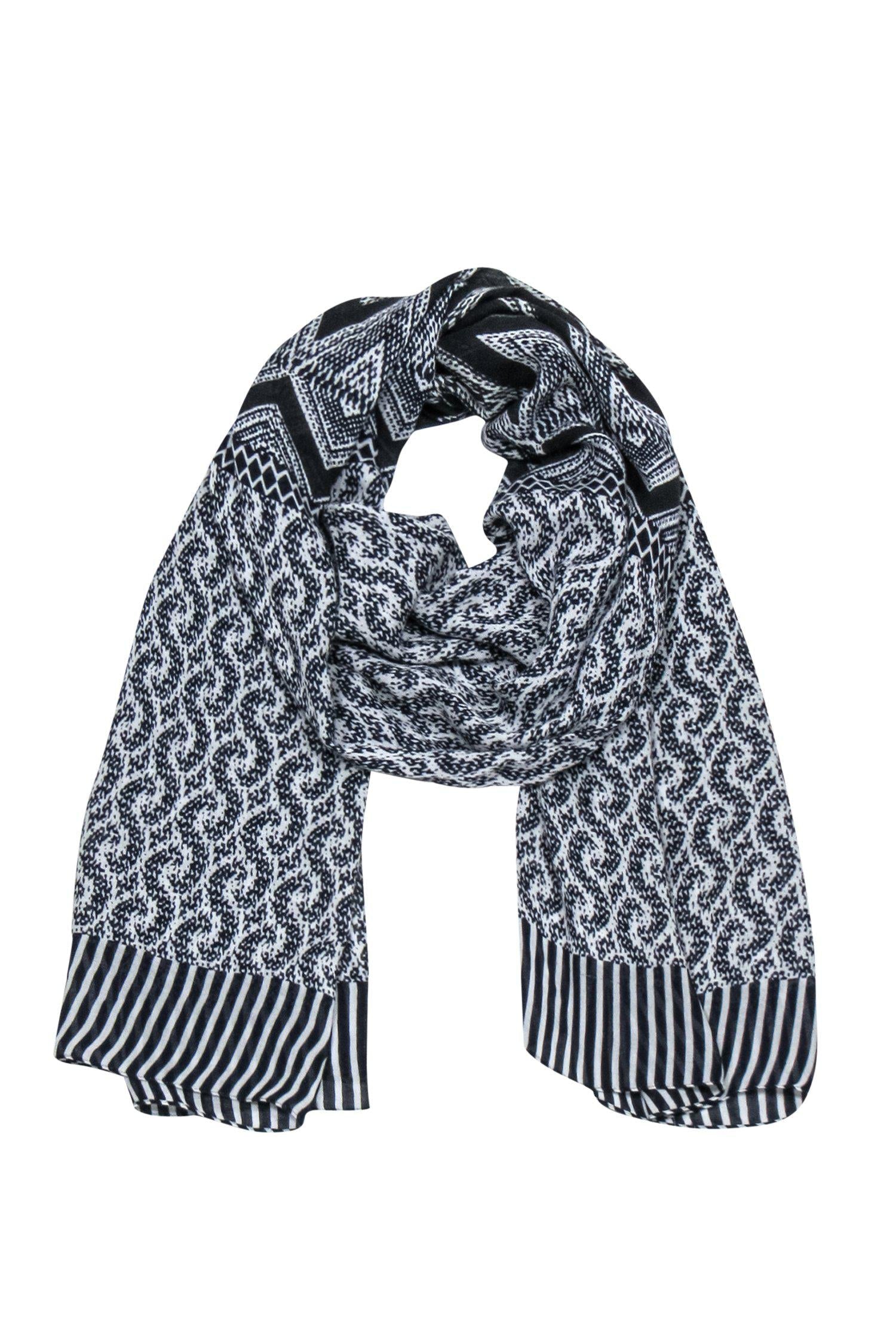 St. John's Stunning Black & White Printed Scarf