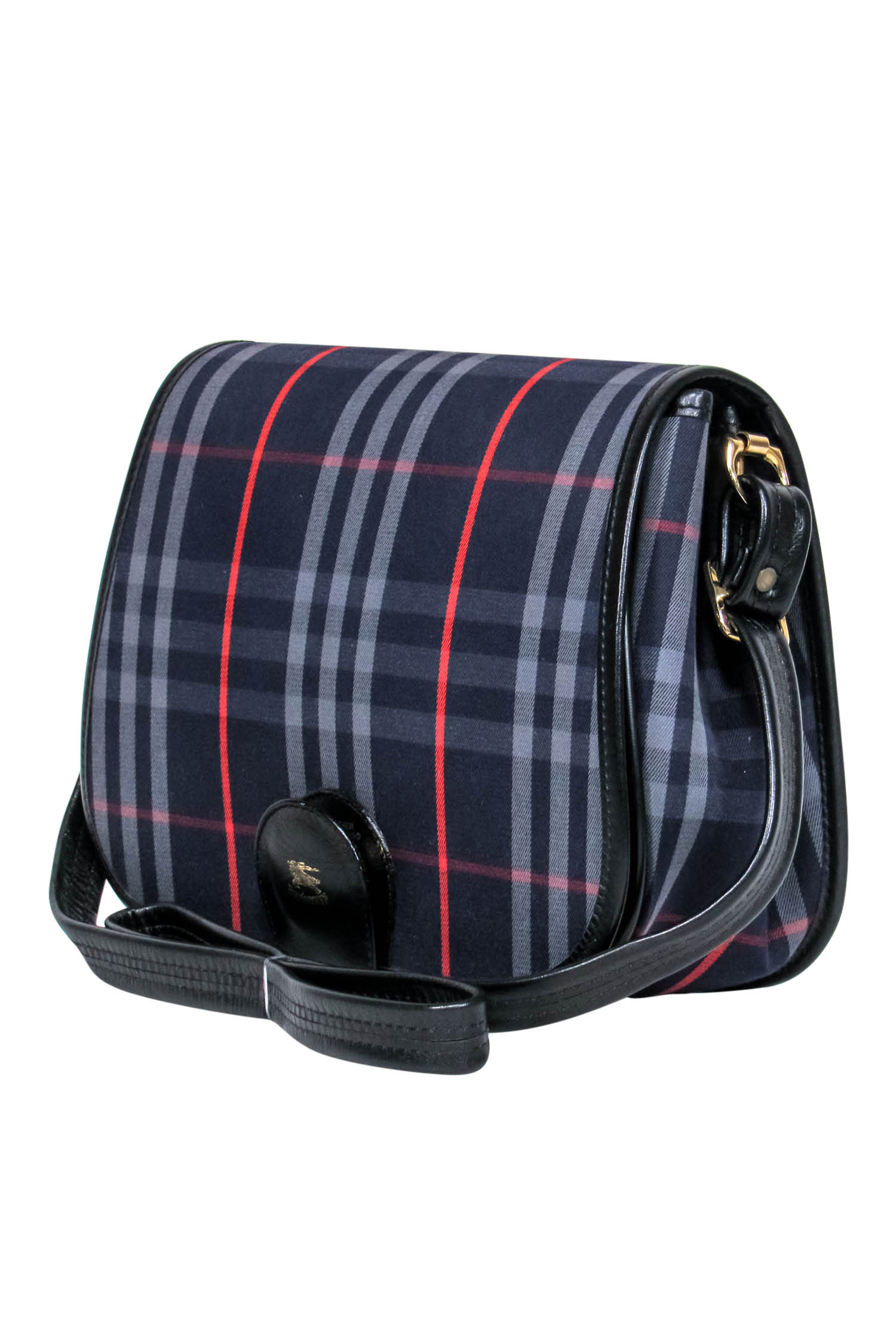 Burberry Vintage Navy & Red Tartan Saddle Crossbody - A Timeless London Treasure