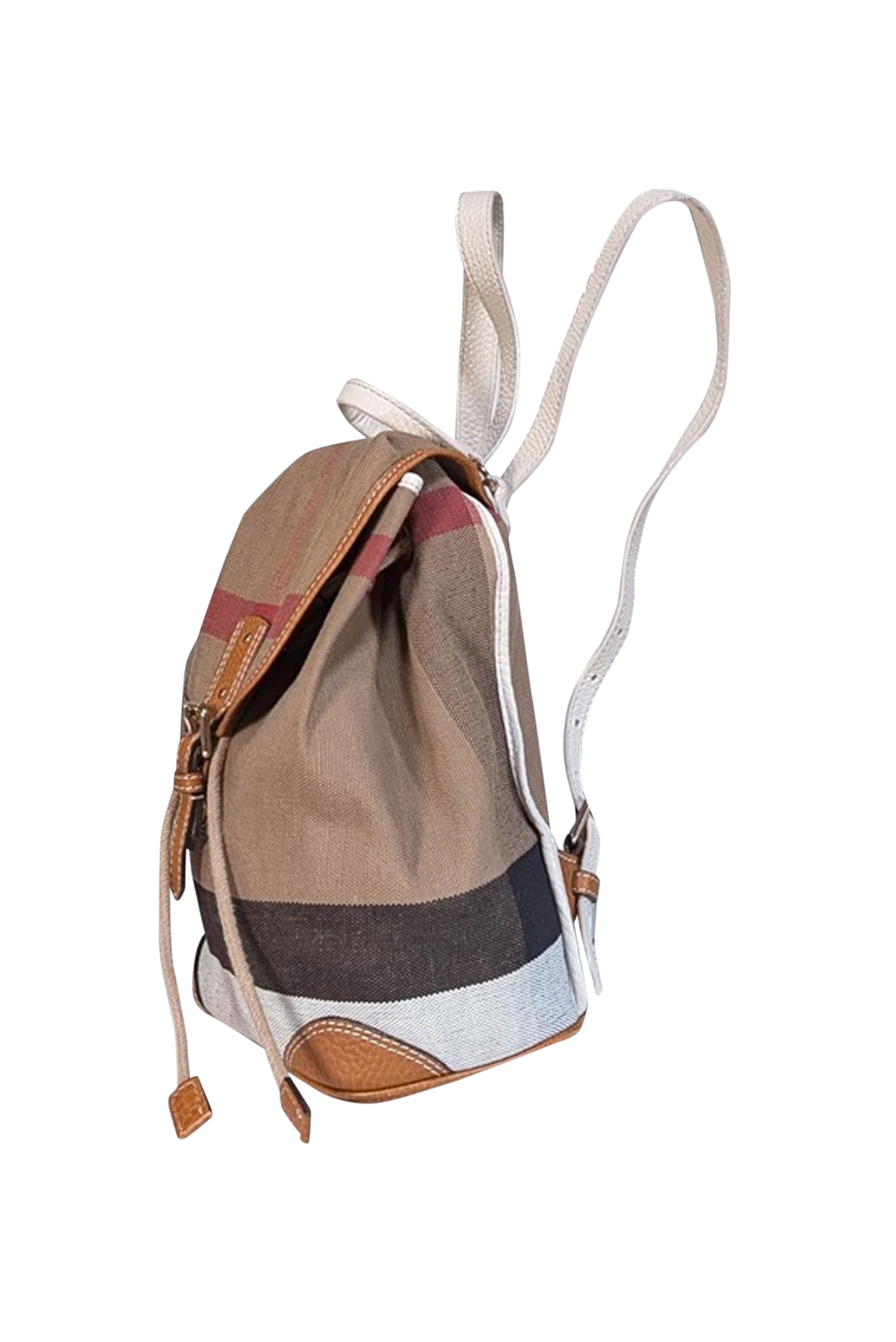 Burberry's Chic Beige Signature Plaid Mini Drawstring Backpack