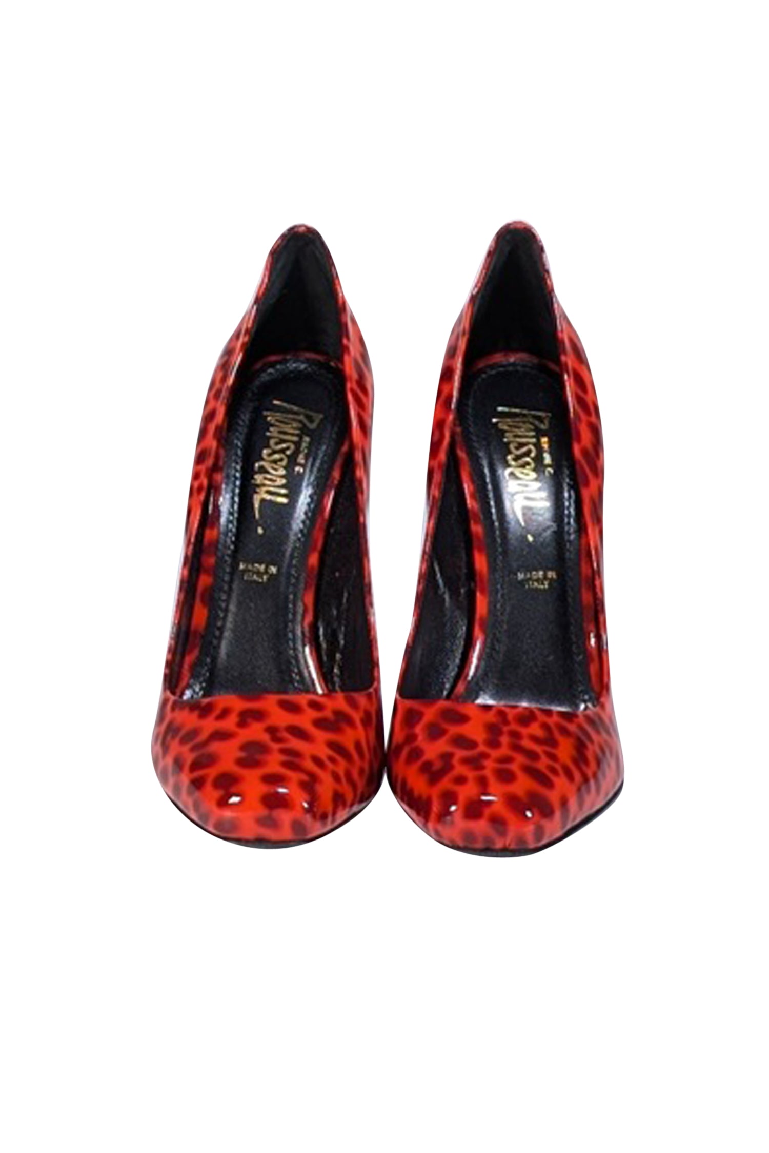 Jerome C. Rousseau Red Leopard Print Patent Leather Heels - Size 7: A Wildly Chic Fashion Statement