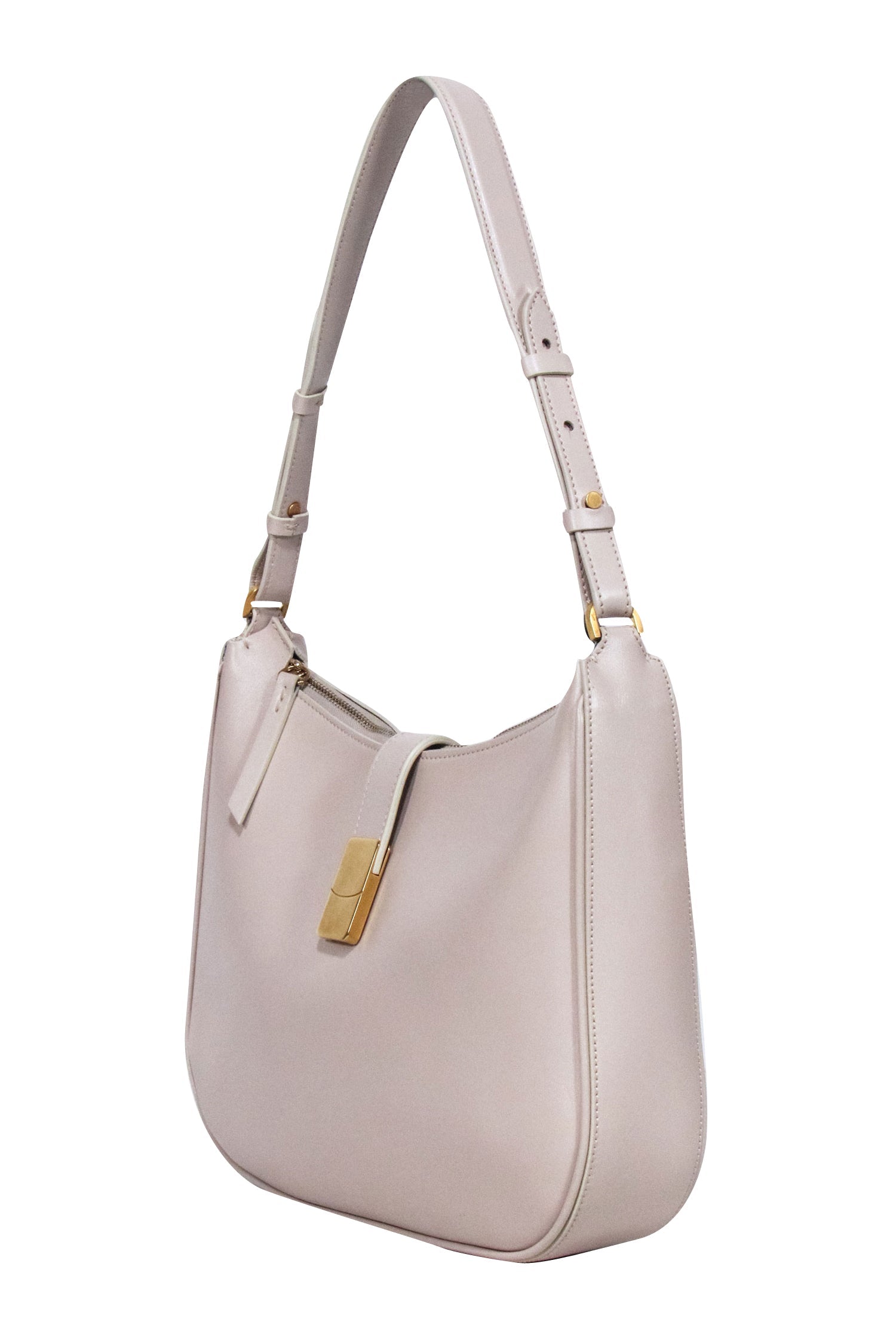 Leo et Violette Cream Leather Chic Shoulder Bag