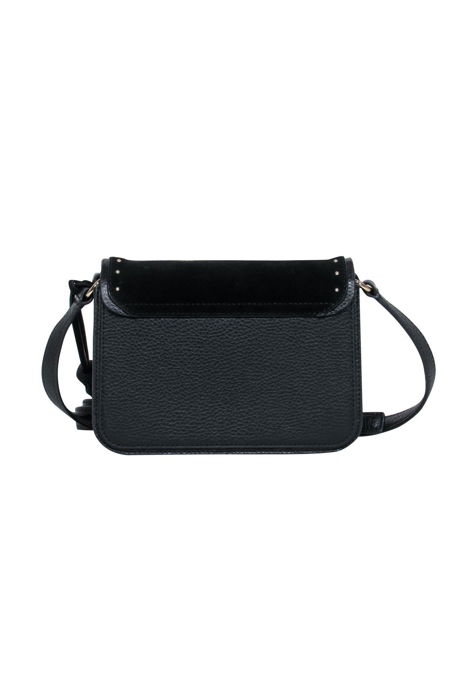 Kate Spade's Edgy Black Leather & Suede Studded Flap Crossbody